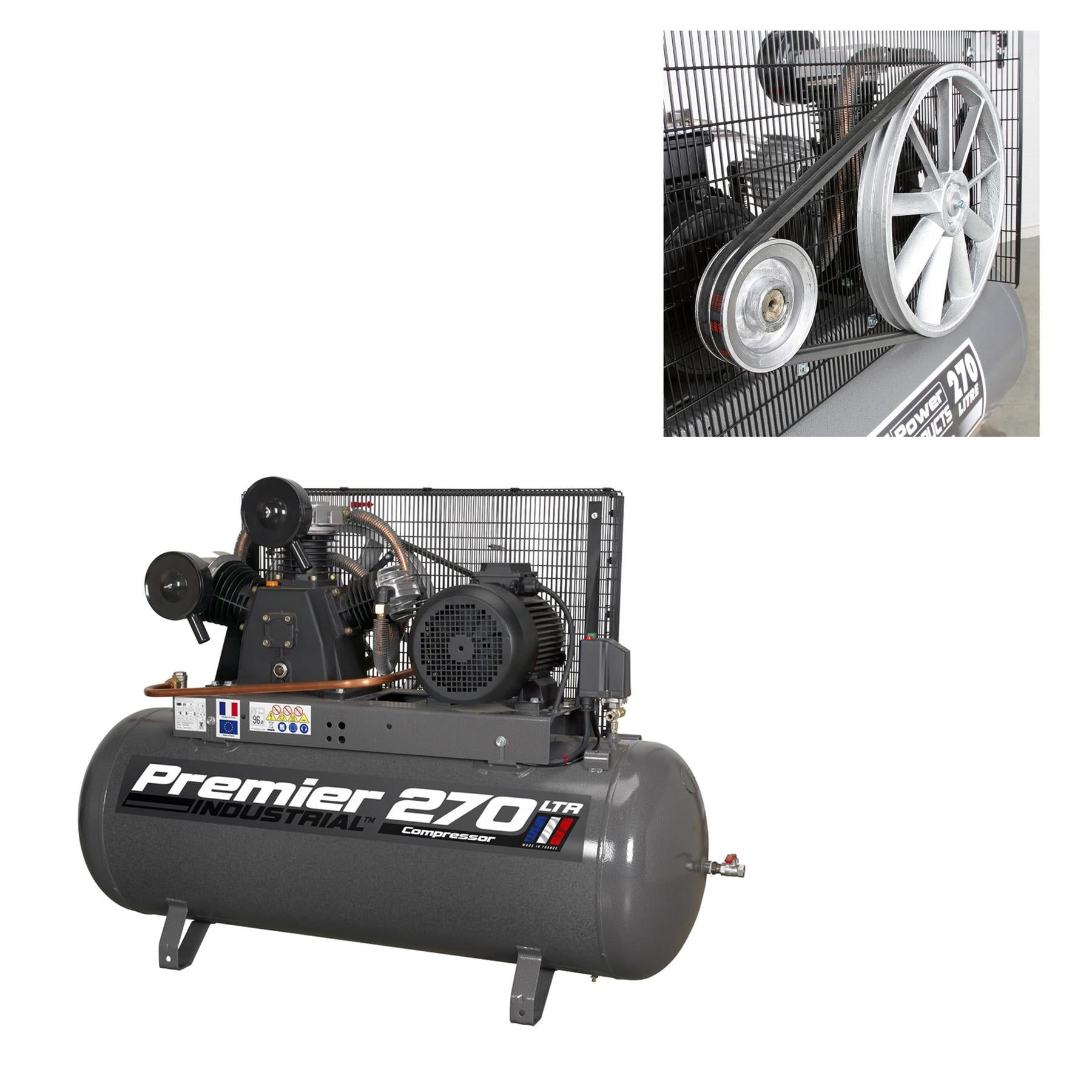 Sealey Compressor 270L Belt Drive 7.5hp 3ph Triple cylinder pump