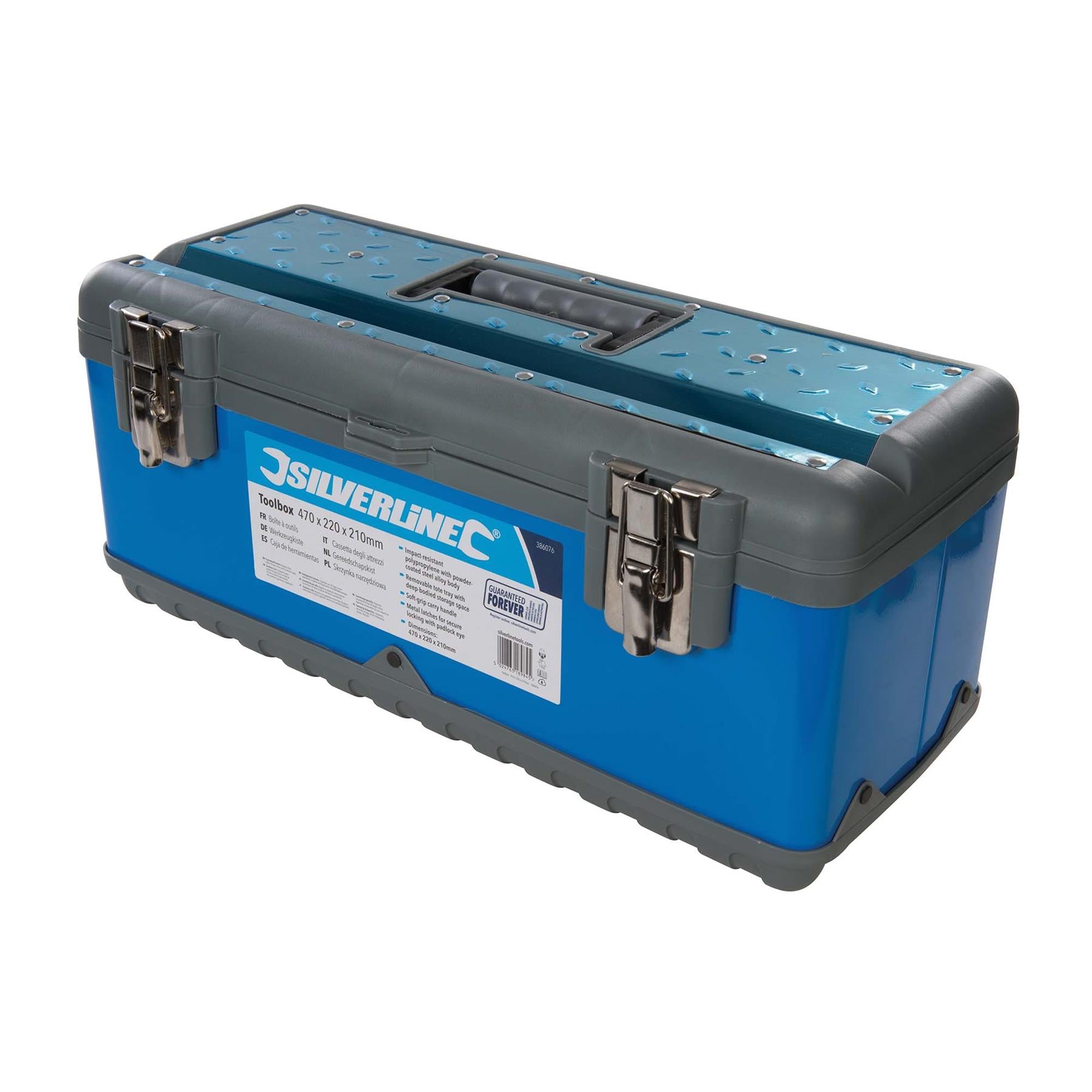 Toolbox Impact Resistant With Metal Latches / Removable Tray 470 X 220 X 210mm
