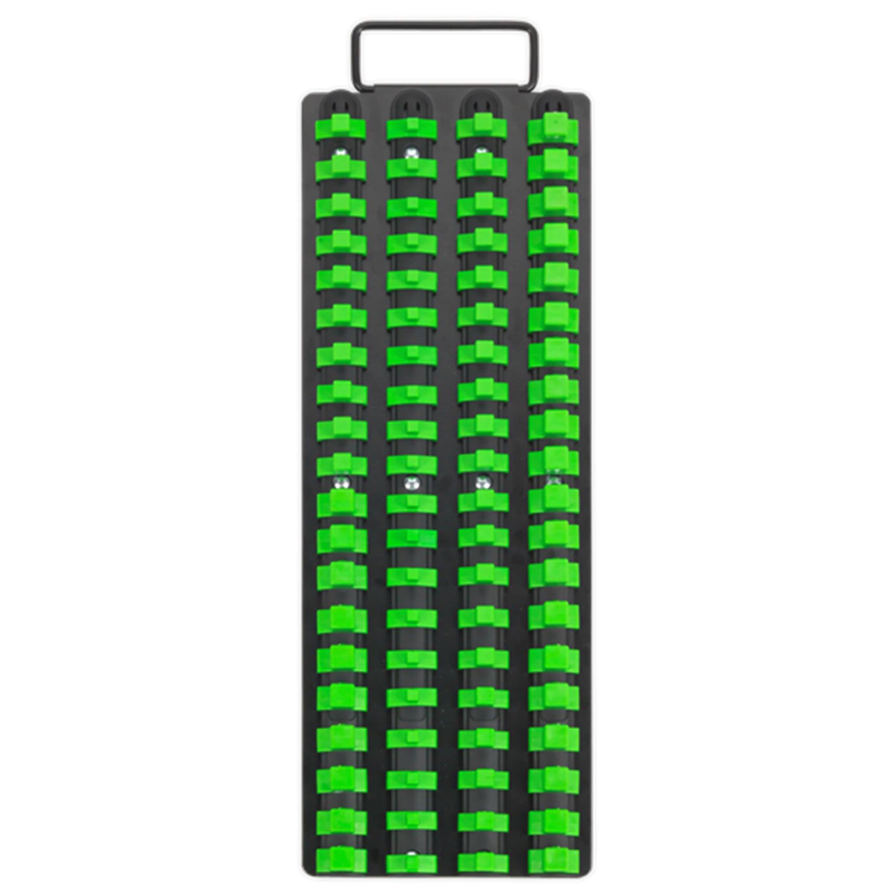 Sealey Socket Rail Tray 1/4", 3/8" & 1/2"Sq Drive - Hi-Vis Green