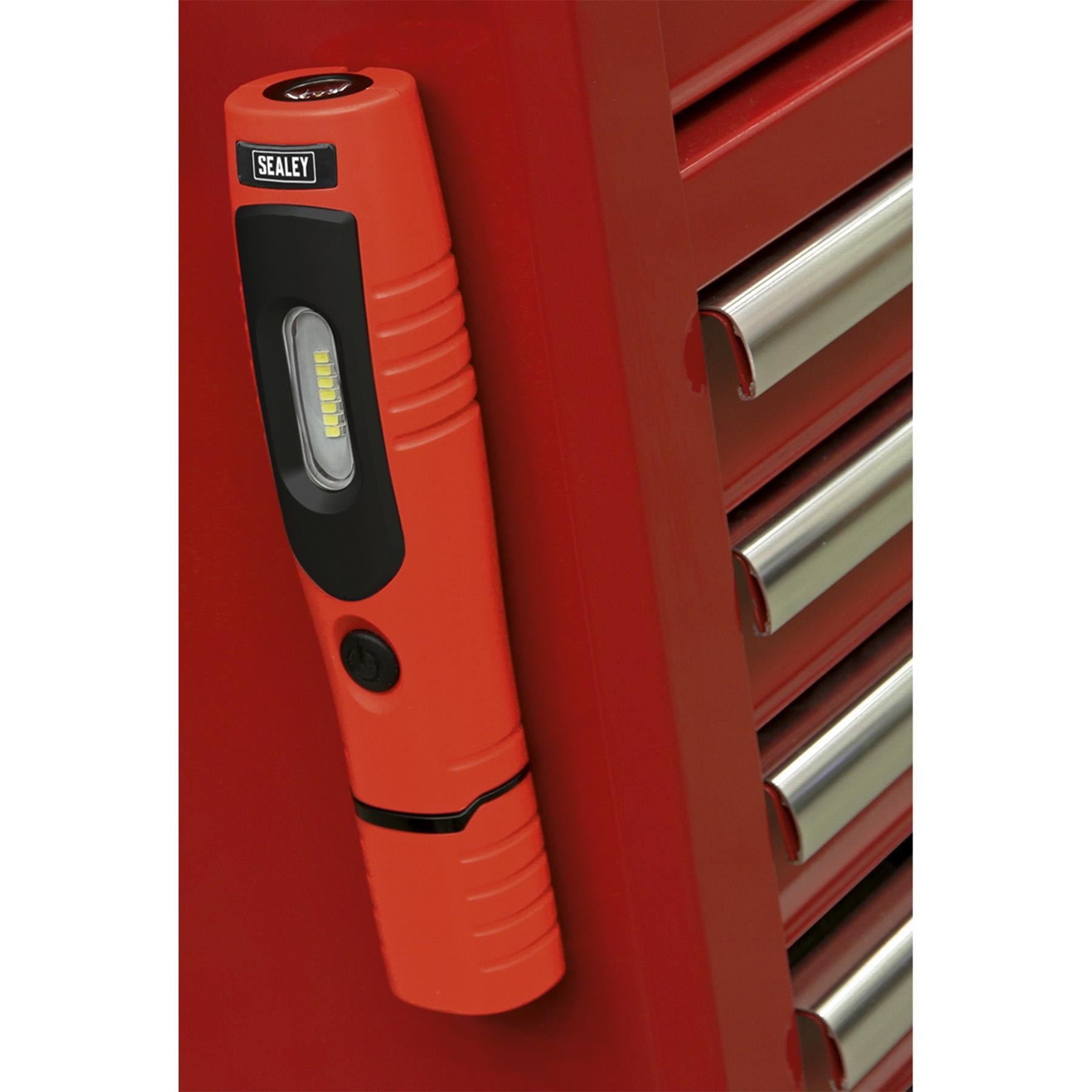 Sealey R/Charge 360 Insp Light 7 SMD & 3W SMD LED Red Li-ion