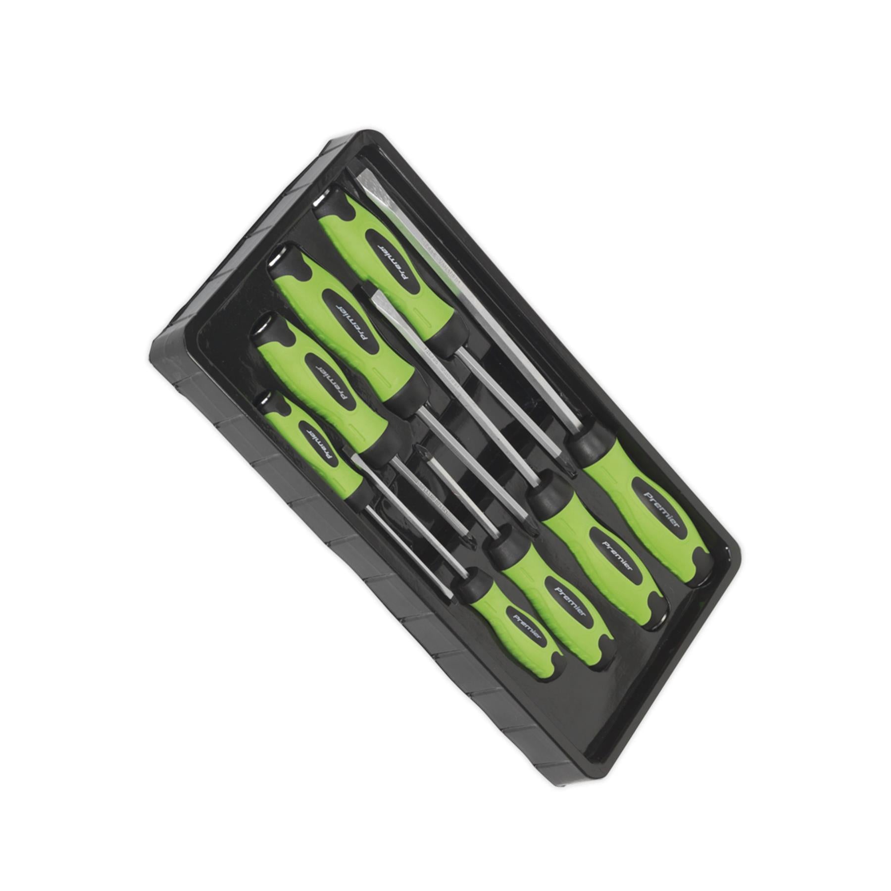 Sealey Screwdriver Set 8pc Hammer-Thru Hi-Vis Green