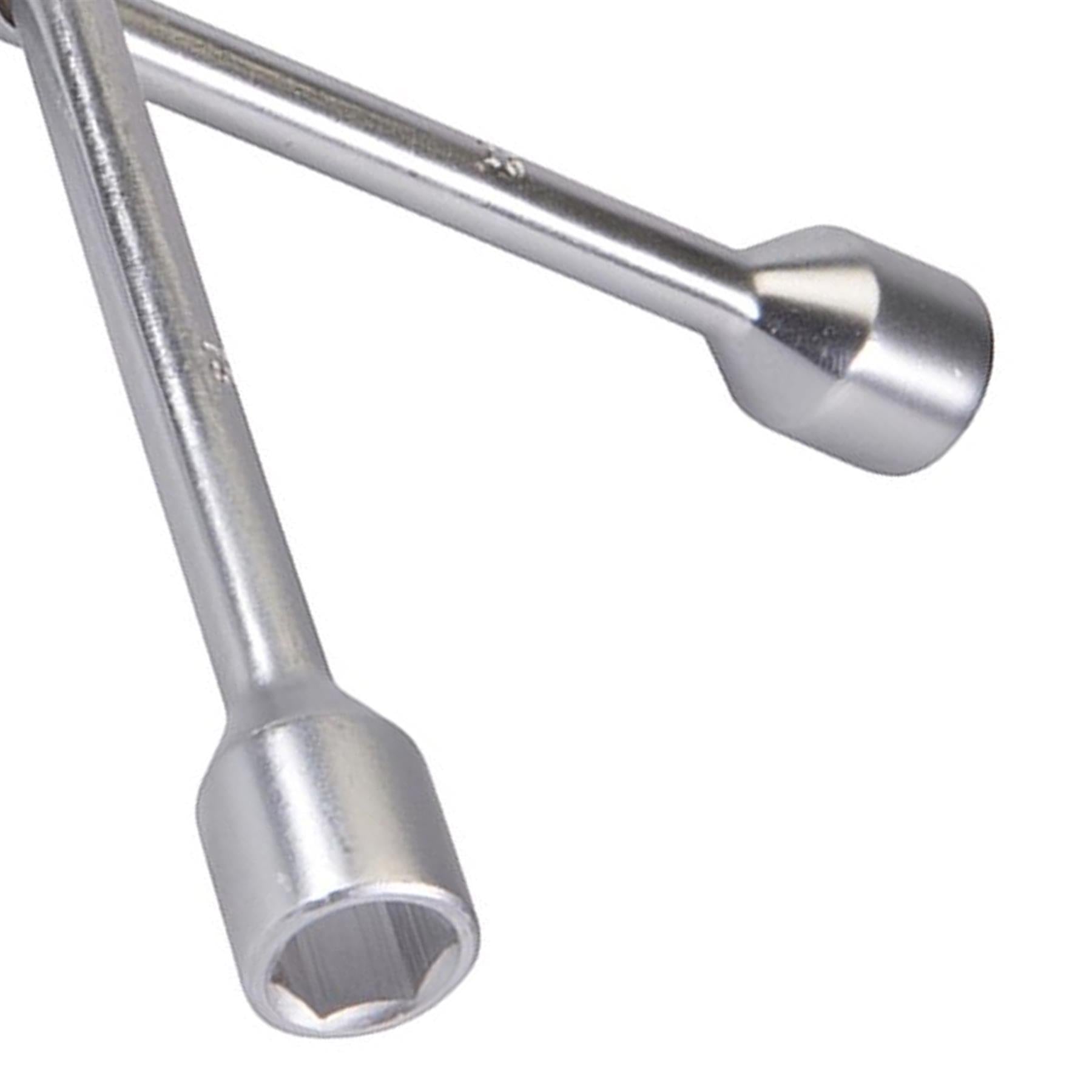 Cross Wrench 17, 19, 21 & 23mm Hexagonal 4 Sockets En-8 Carbon Steel Hardened