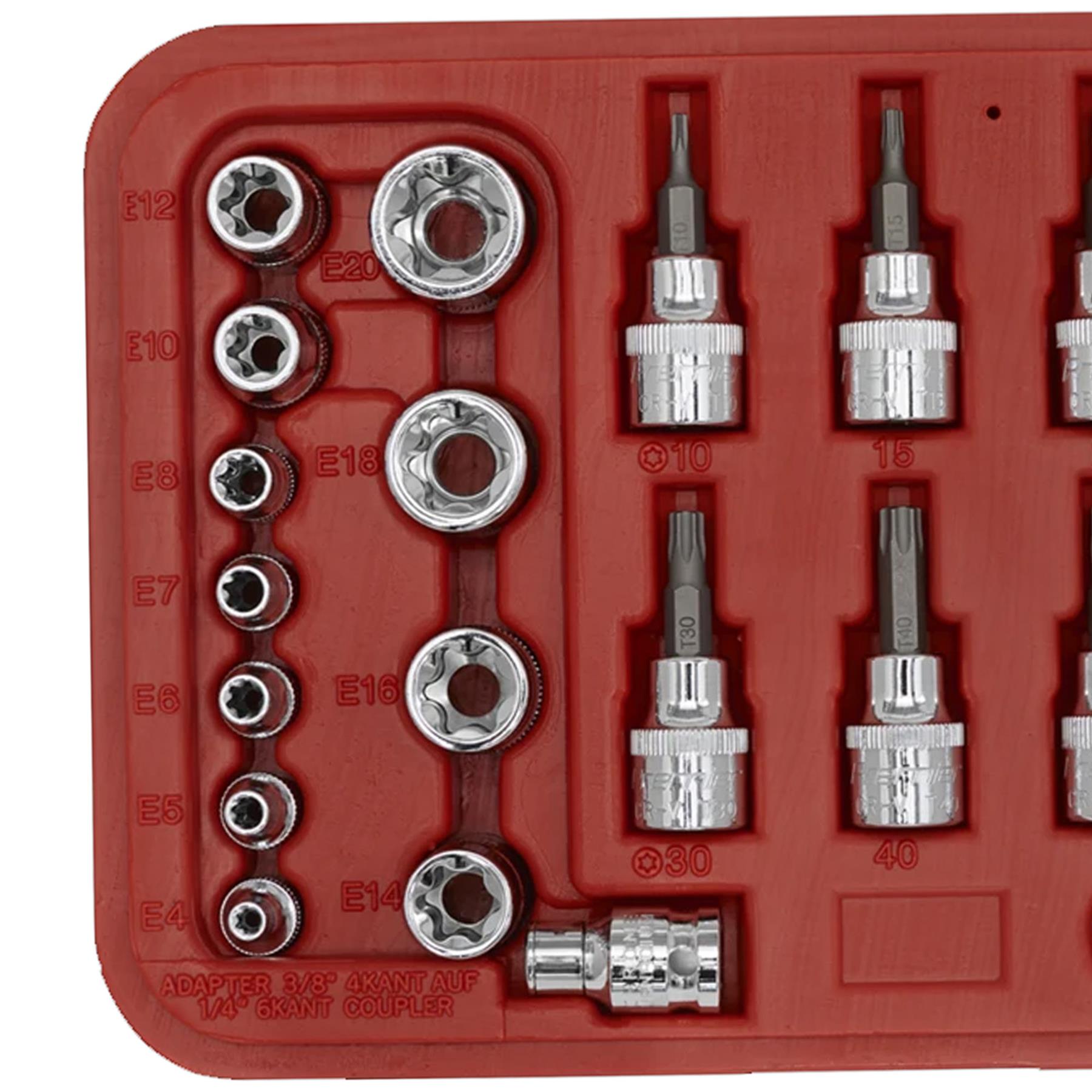 Sealey TRX-Star Socket & Security Bit Set 29pc 1/4"Sq&3/8"Sq Drive