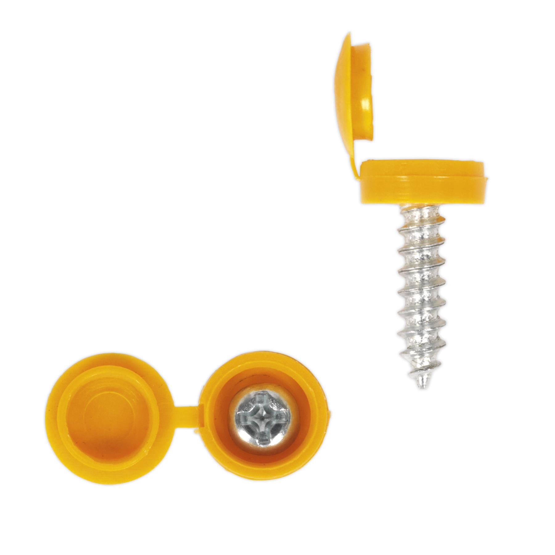 Sealey Numberplate Screw with Flip Cap 4.2 x 19mm Yellow Pk of 50