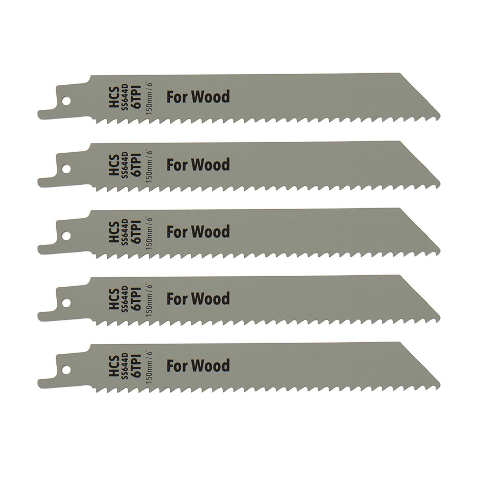 Quality 5 X Reciprocating Saw Blades 6 Tpi 150mm Wood Curved Cutting DIY