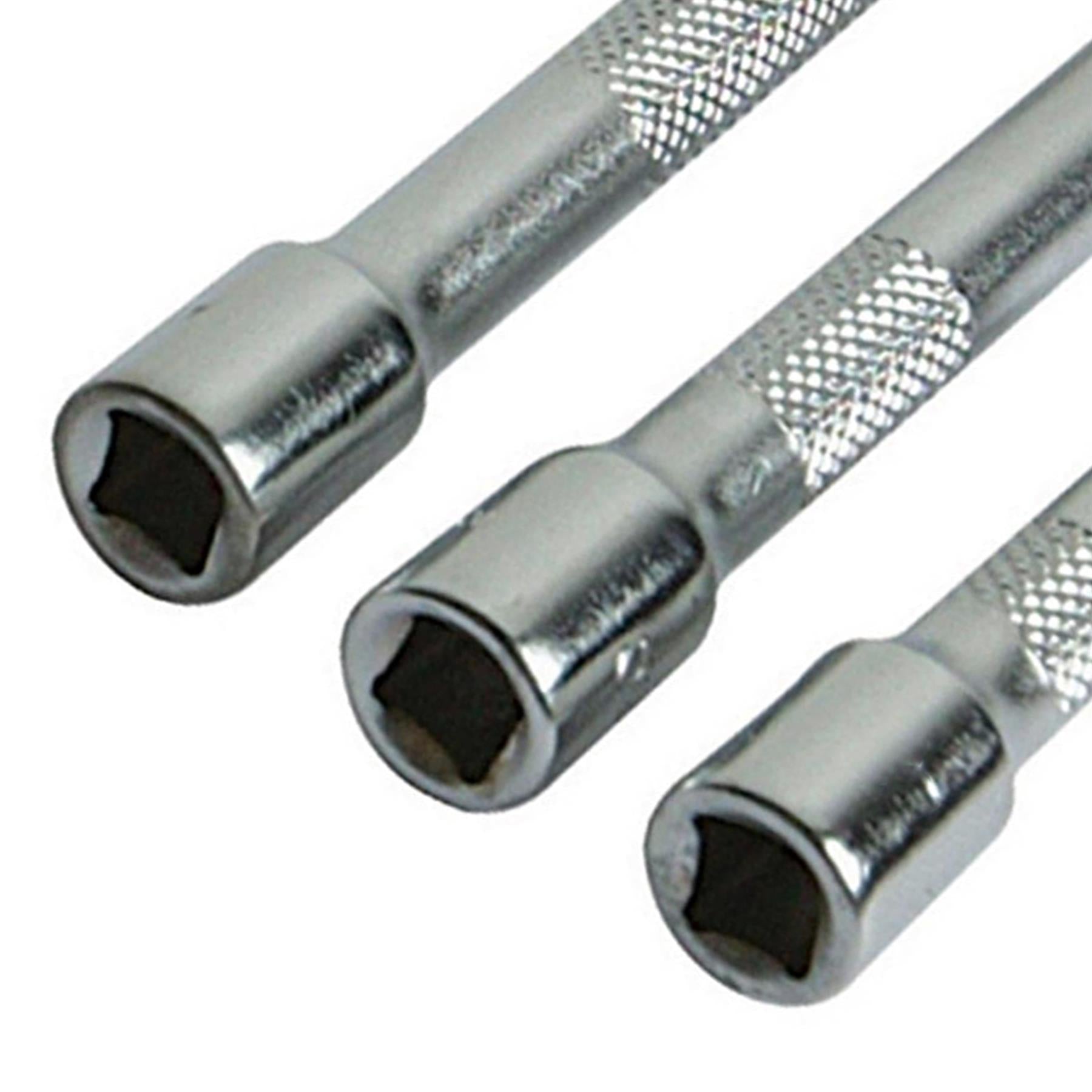 3Pce Extension Bar Set 1/4" Hardened Tempered Chrome-Plated And Polished