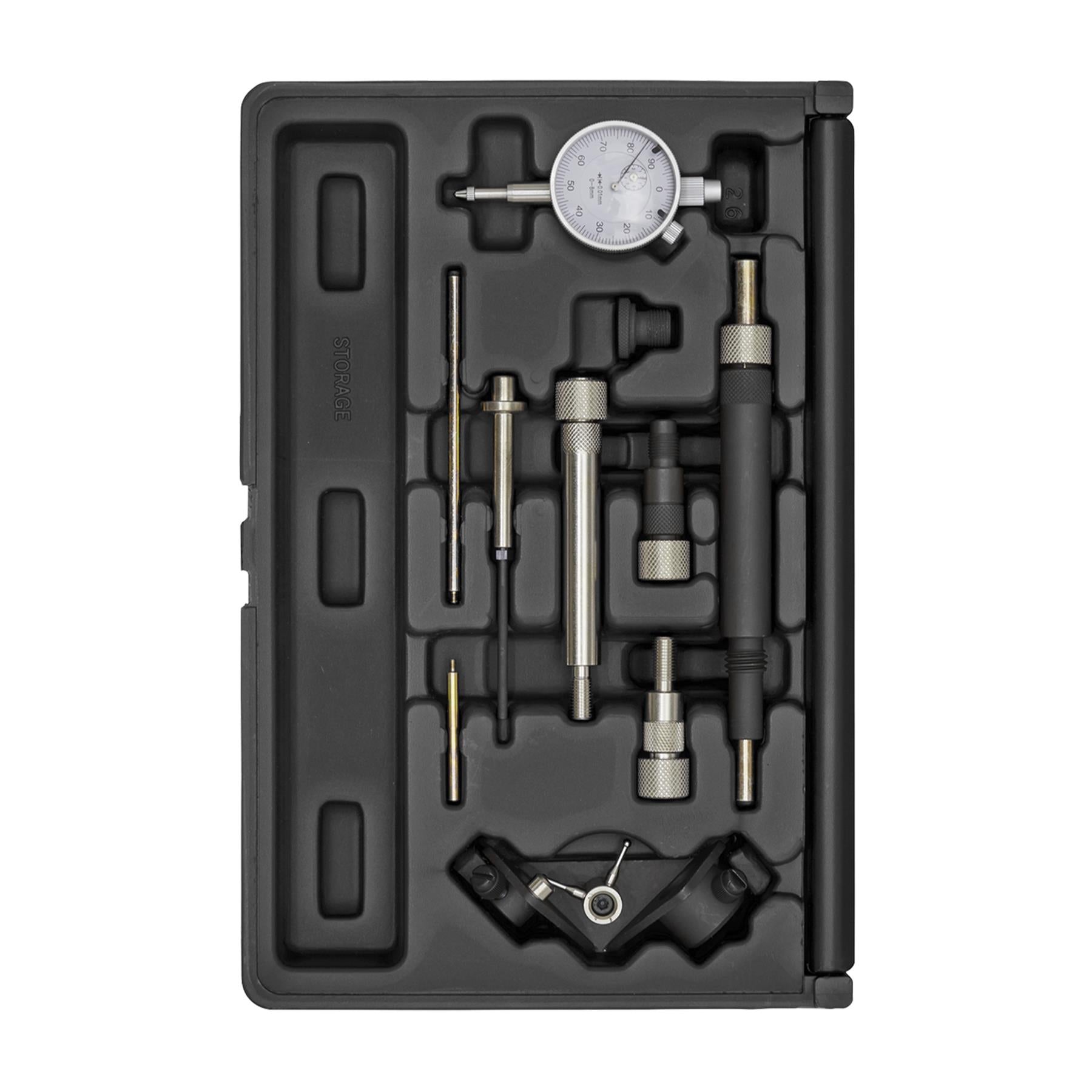 Sealey Fuel Pump Timing Kit 10pc Dial Gauge In Storage Case