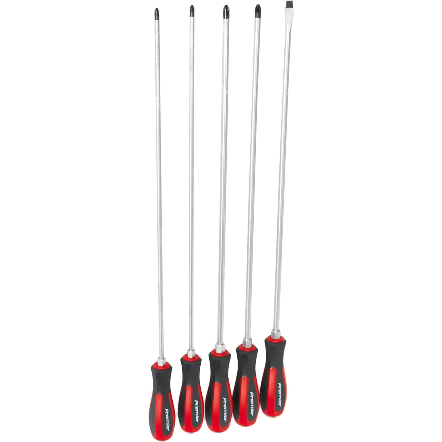 Sealey 5pc Screwdriver Set Hammer Thru Extra Long Slotted Phillips Pozi 450mm