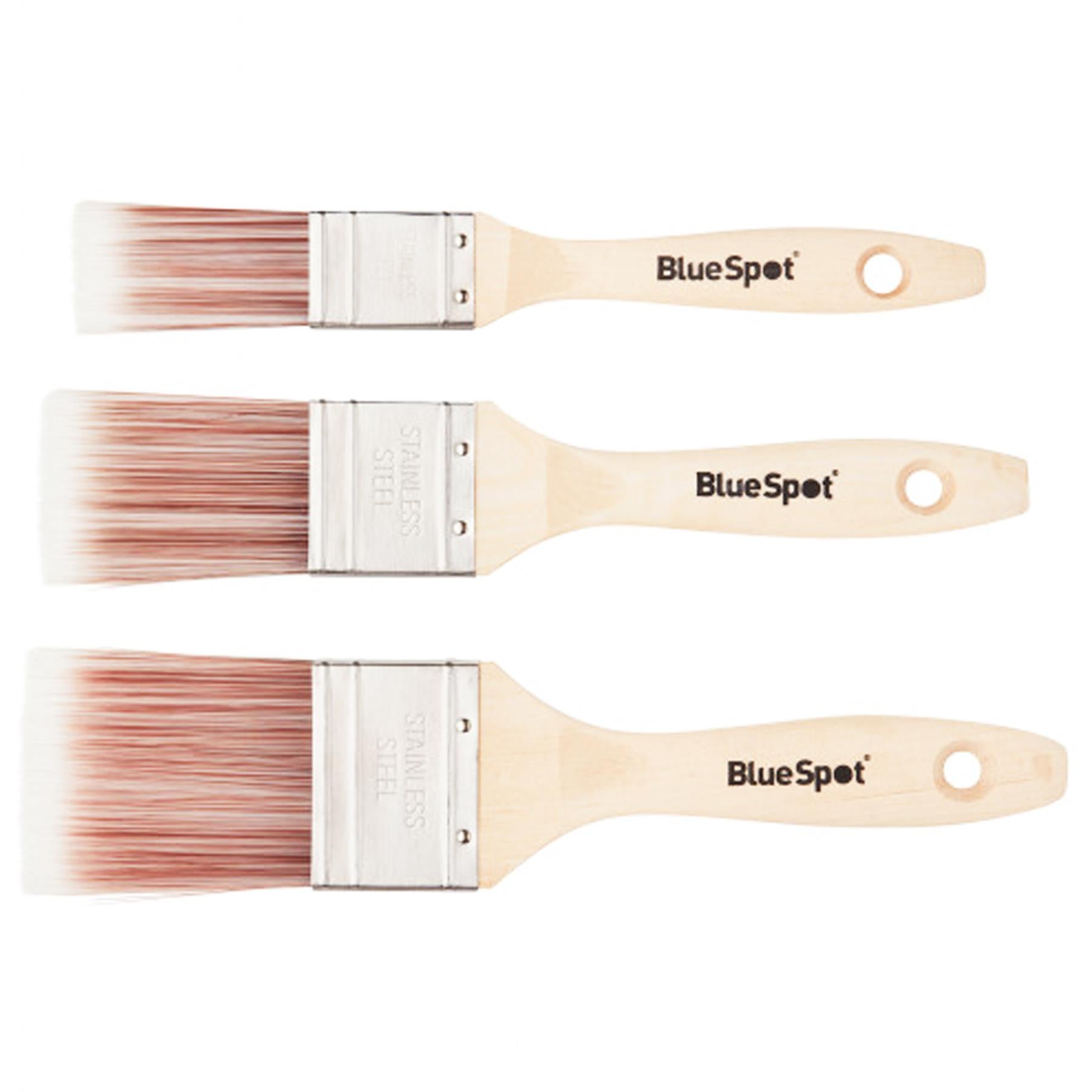 BlueSpot 3 PCE Synthetic Wooden Handle Paint Brushes Set 1", 1 ½" and 2"
