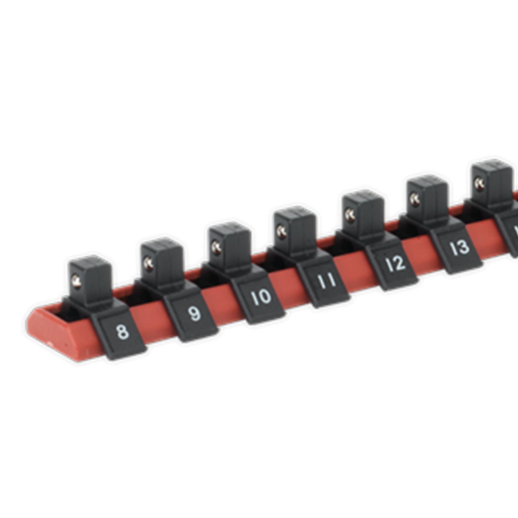 Sealey Socket Retaining Rail With 12 Clips 3/8" Sq Drive 8-19mm - AK3812