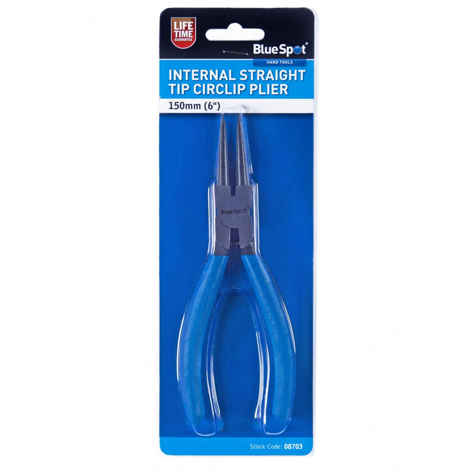 BlueSpot New Circlip Plier Internal Straight Circlip 6" (150mm) Pliers Soft Grip Handle