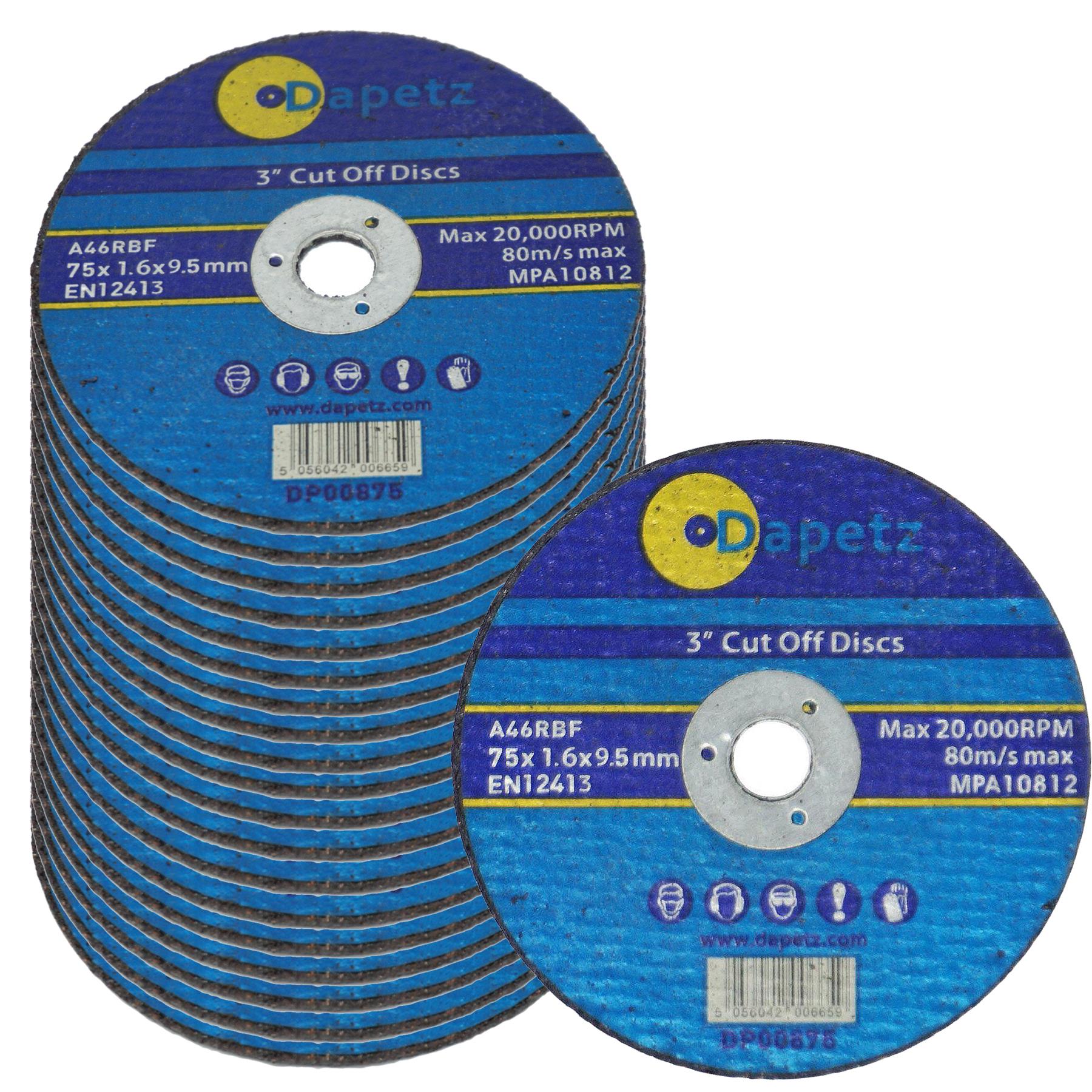 50 Pack 75mm X 1.6mm Metal Cutting Cut Off Discs 9.5mm Bore High Quality