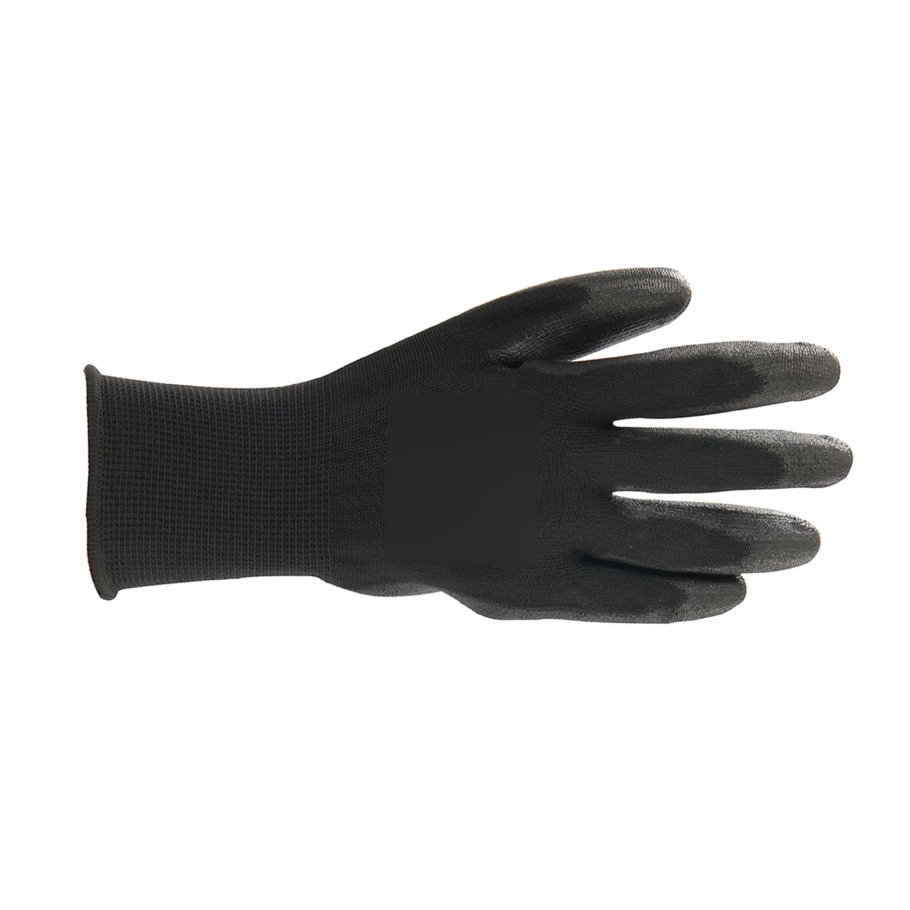 PU Palm Coated Work Wear Gardening Black Safety Gloves M 9