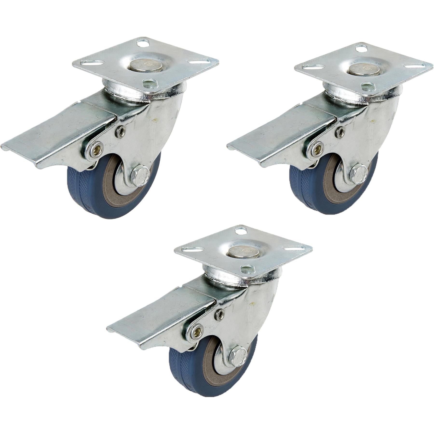 3 x Heavy Duty 50mm Rubber Swivel Castor Wheels Trolley Furniture Caster Brake