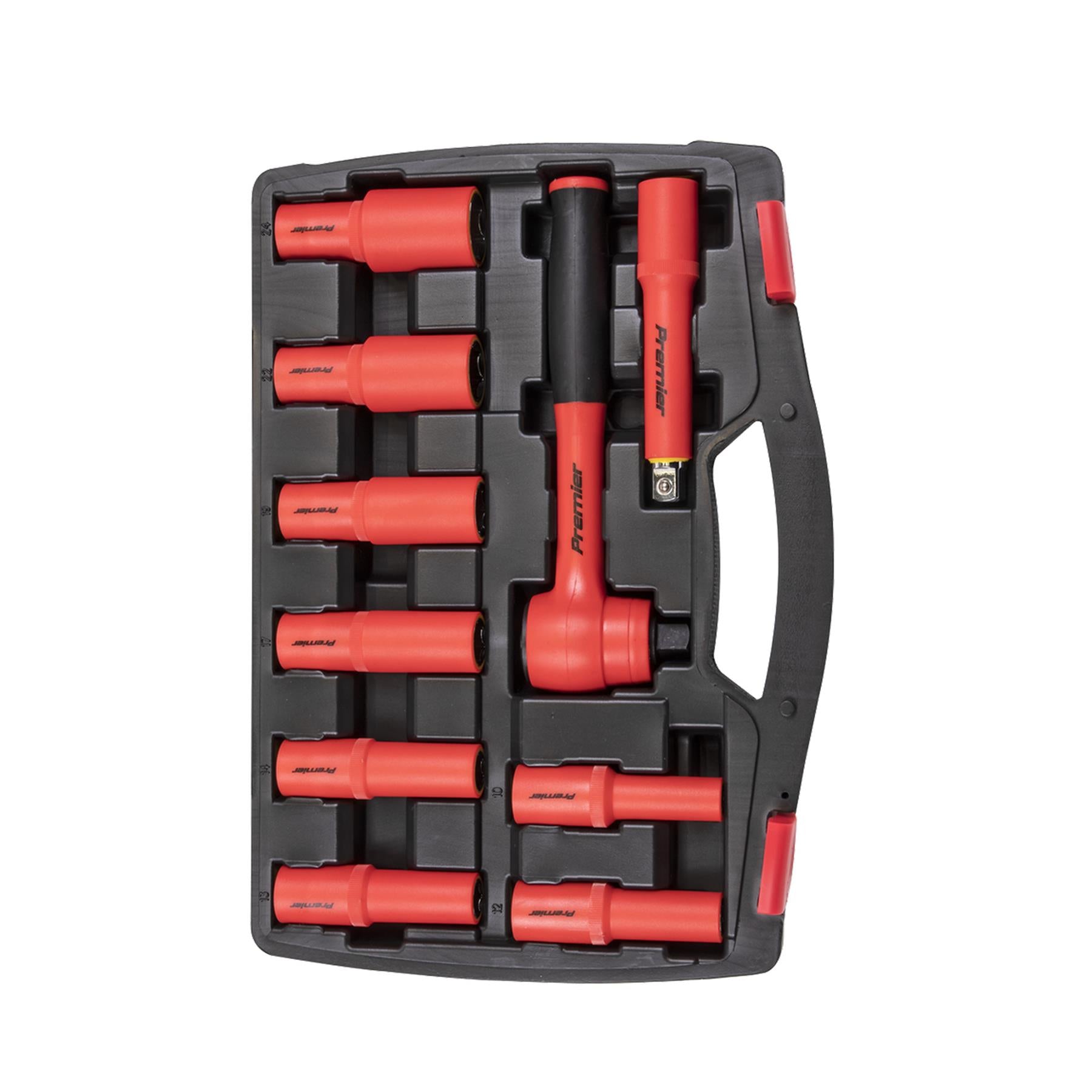 Sealey Insulated Socket Set 10pc 1/2"Sq Drive 6pt WallDrive VDE Ap