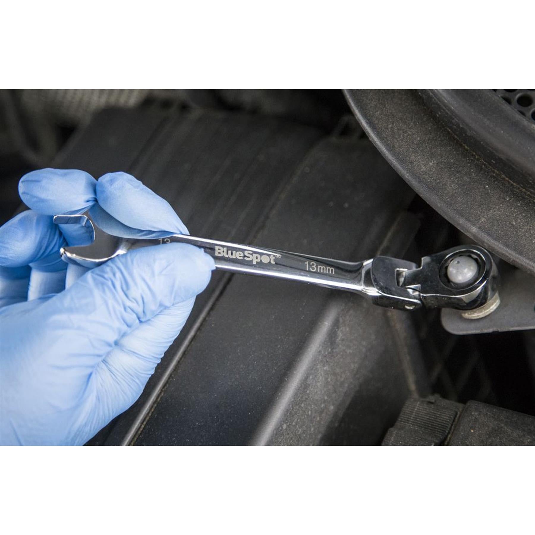 BlueSpot 6 Piece Ratchet Spanner Set Flexible Head Combination 8-17mm Open End Ring