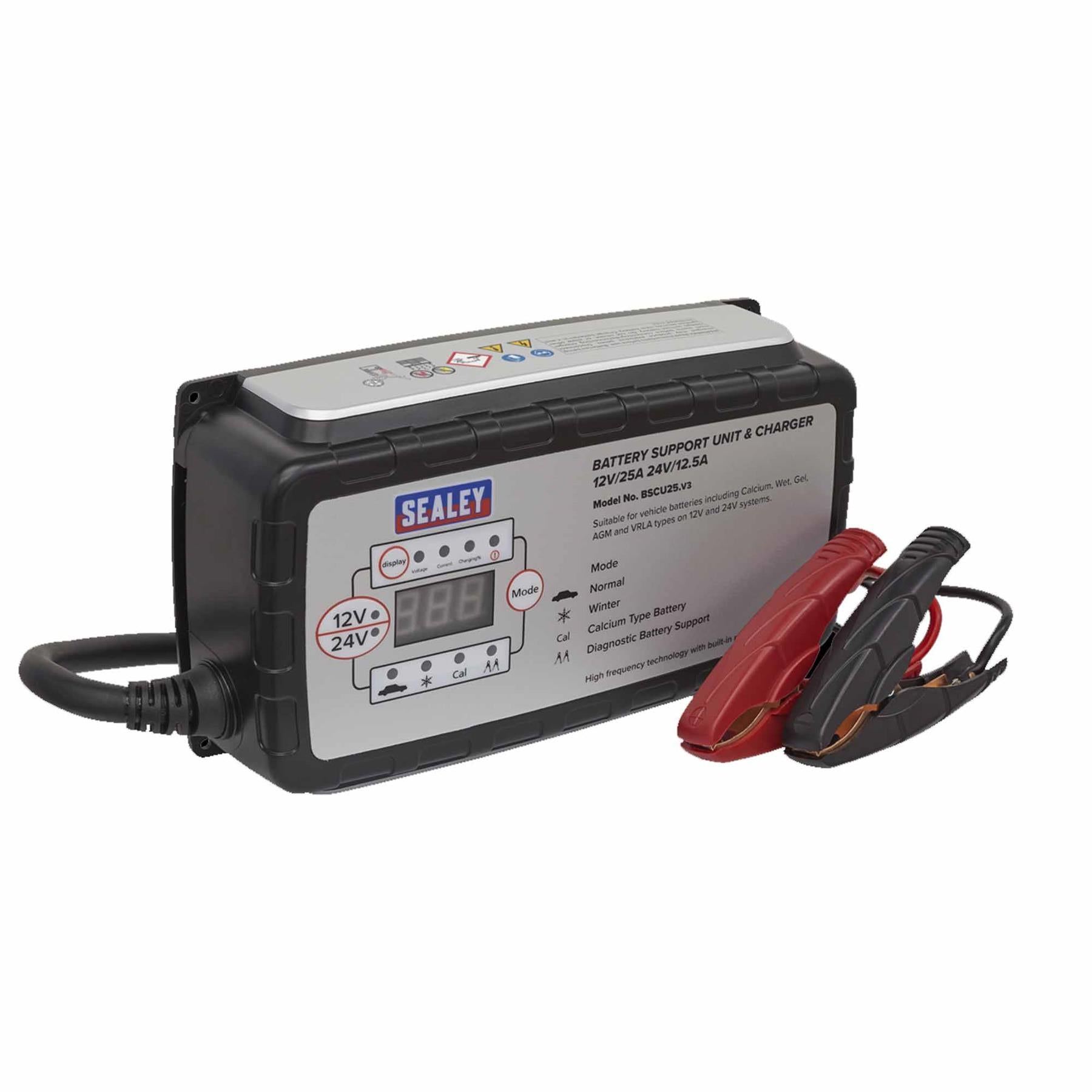 Sealey Battery Support Unit & Charger 12V-25A/24V-12.5A