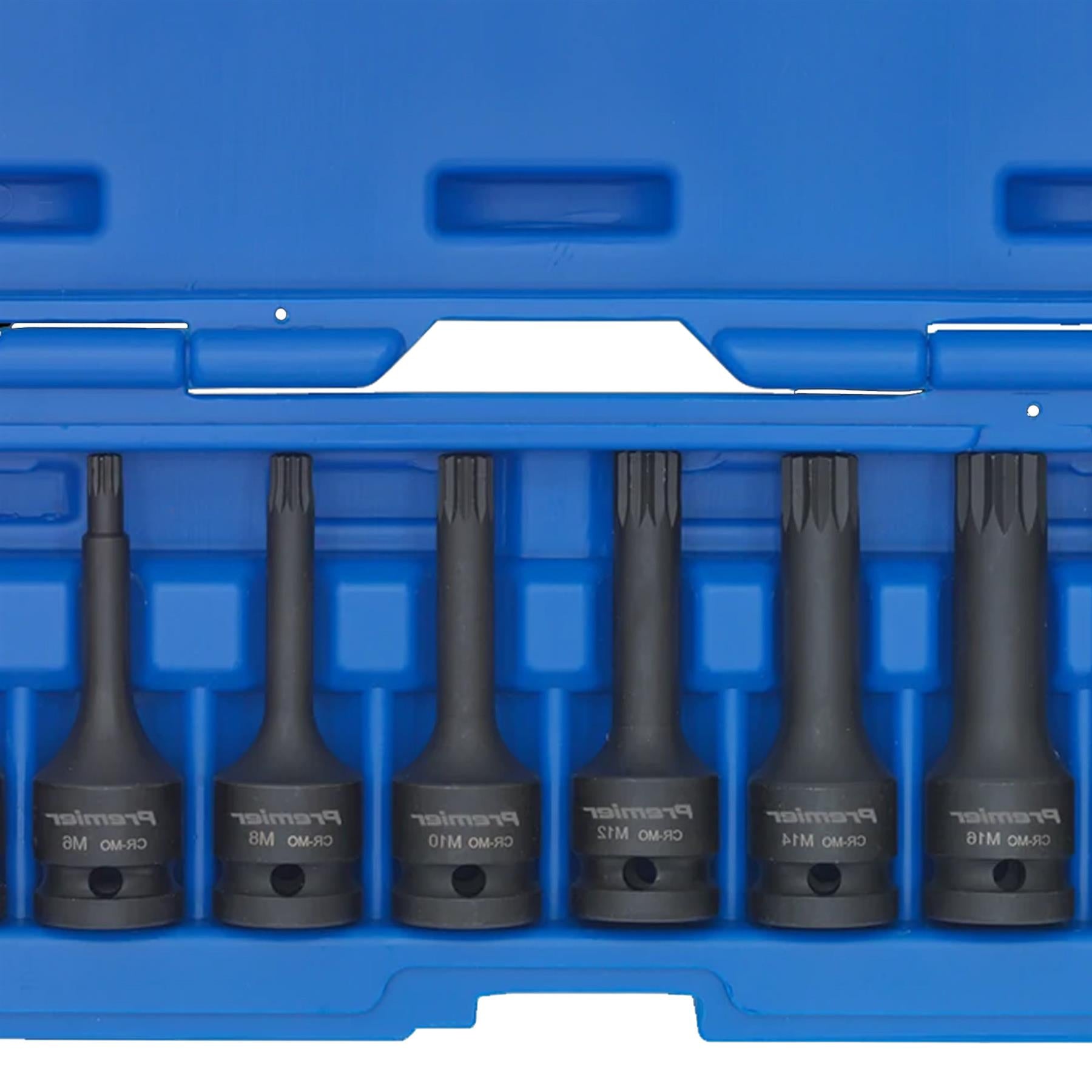 Sealey Impact Spline Socket Bit Set 8pc 1/2"Sq Drive