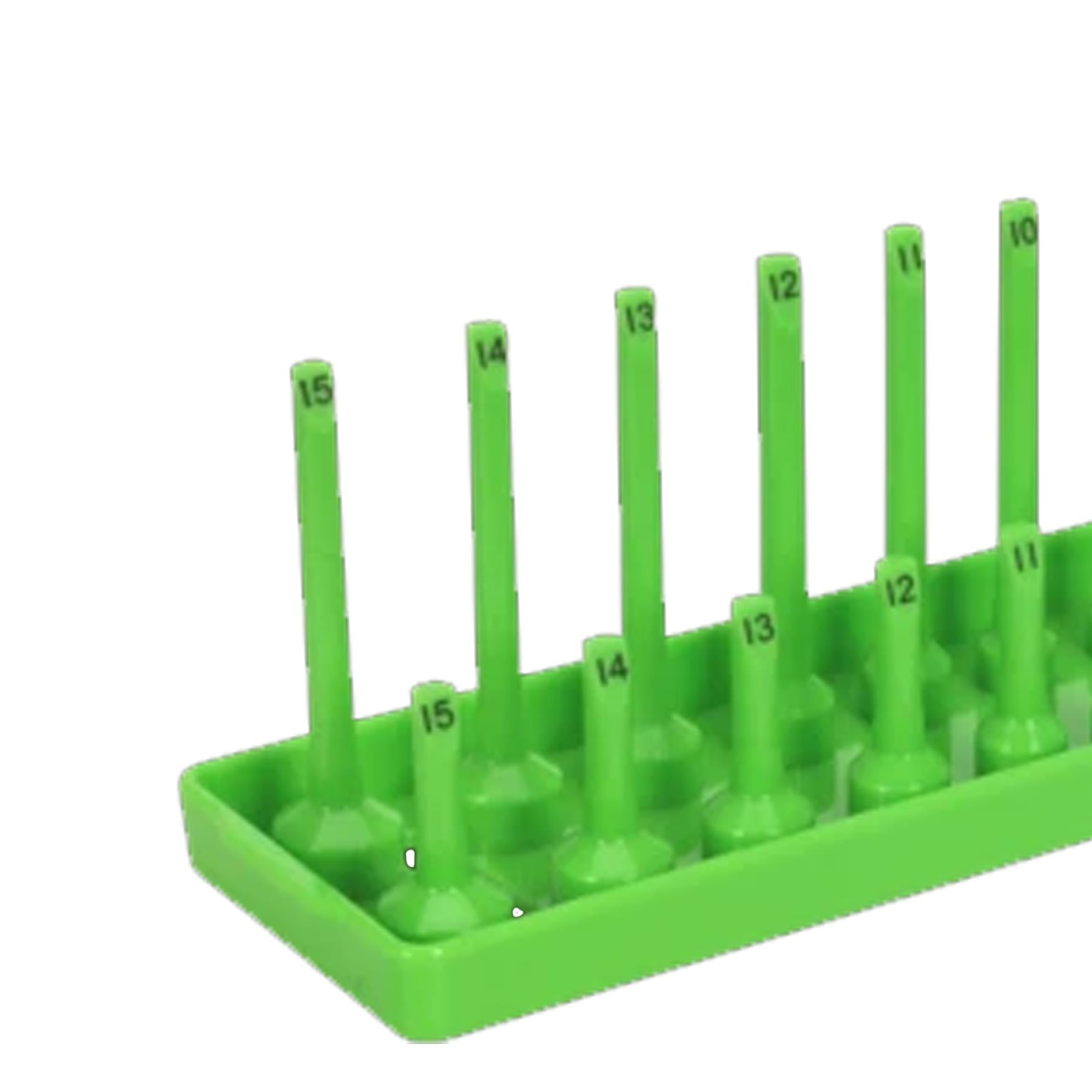 Sealey Socket Holder 1/4"Sq Drive 4-15mm Hi-Vis Green