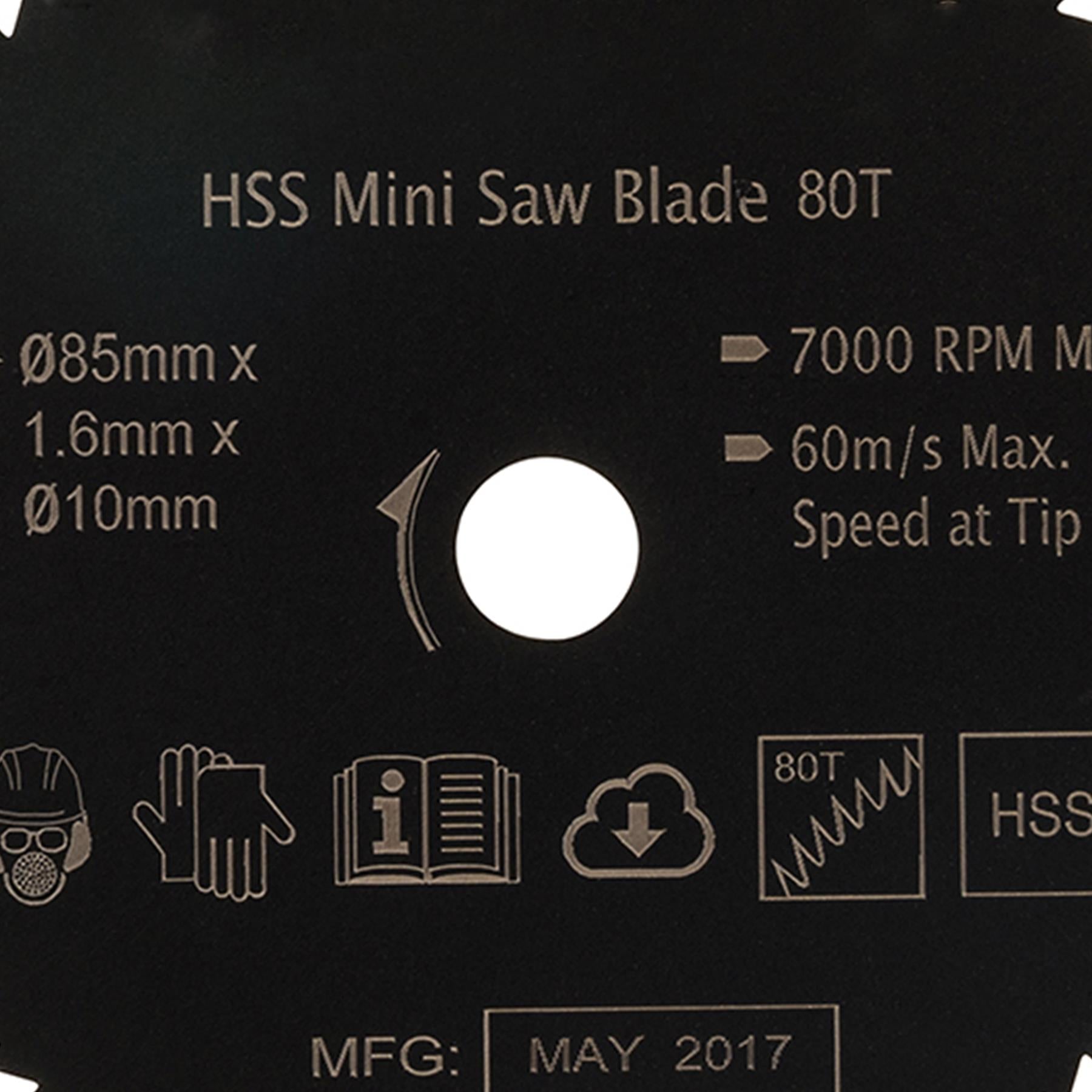 HSS Mini Saw Blade Titan Worx 85mm Diameter 10mm Bore - 80 Teeth