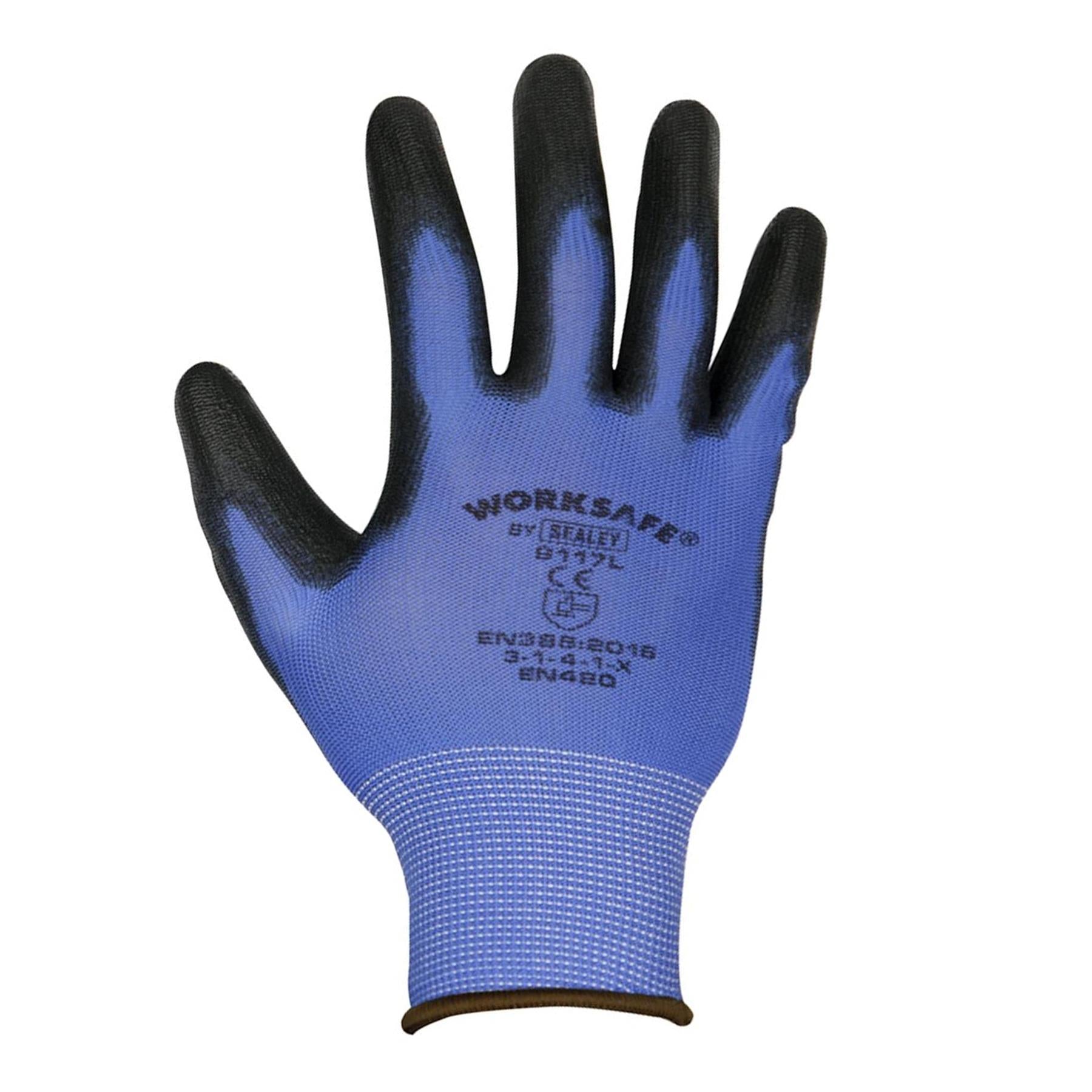 Sealey Flexible Lightweight Precision Work Safety Grip Gloves Large Pack of 12 Pairs