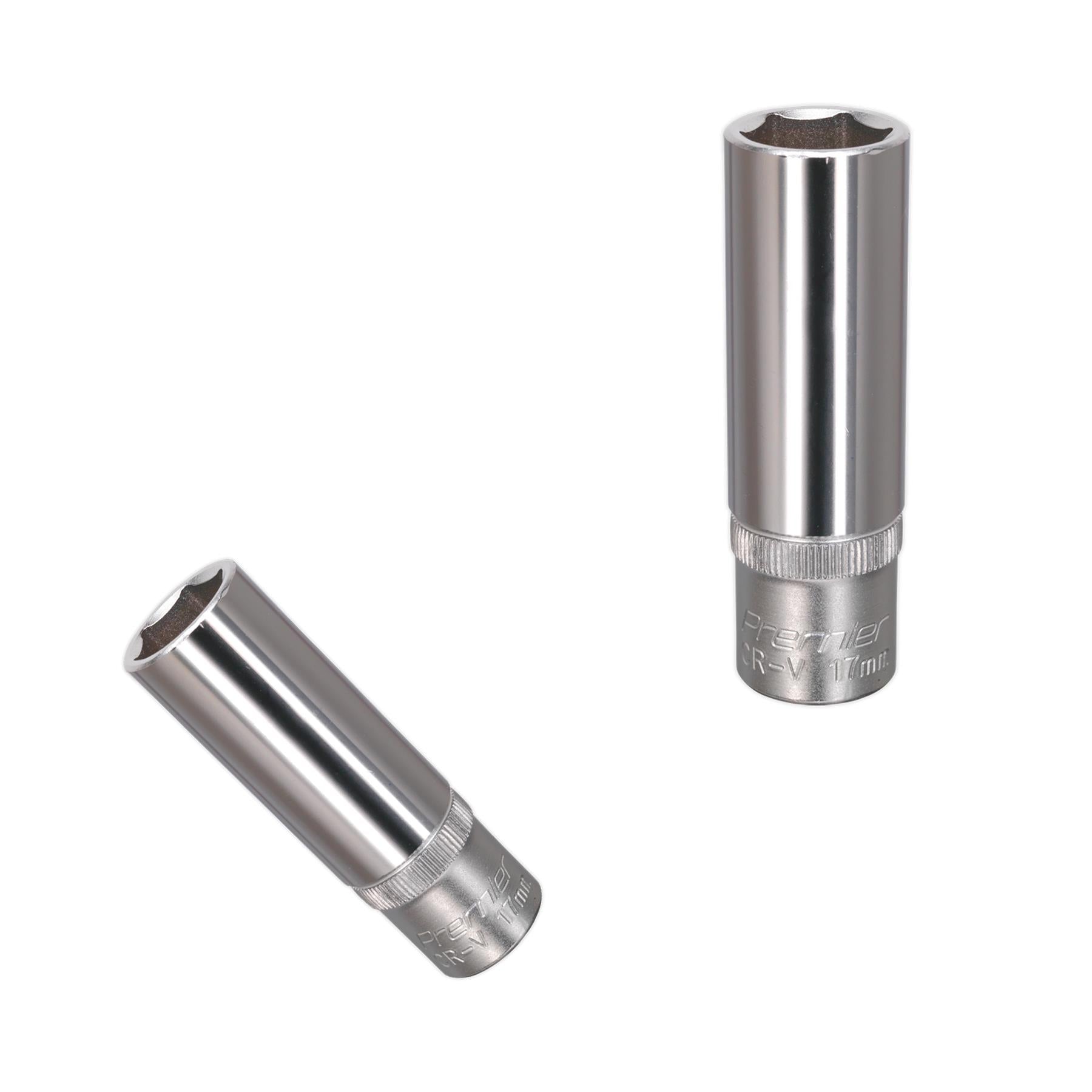 Sealey WallDrive® Socket 17mm Deep 1/2"Sq Drive Chrome Vanadium Steel