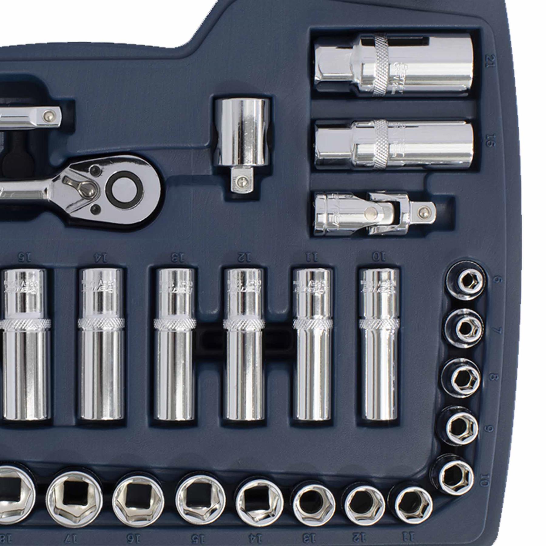 Sealey Socket Set 34pc 3/8"Sq Drive 6pt WallDrive Metric