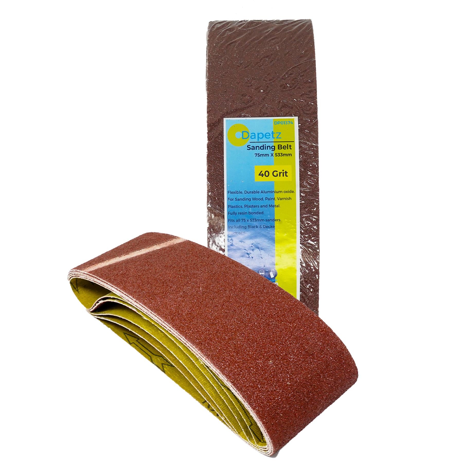 5 x Sanding Belts 75 x 533mm 40 Grits Dapetz Sanders MAKITA / BOSCH etc.