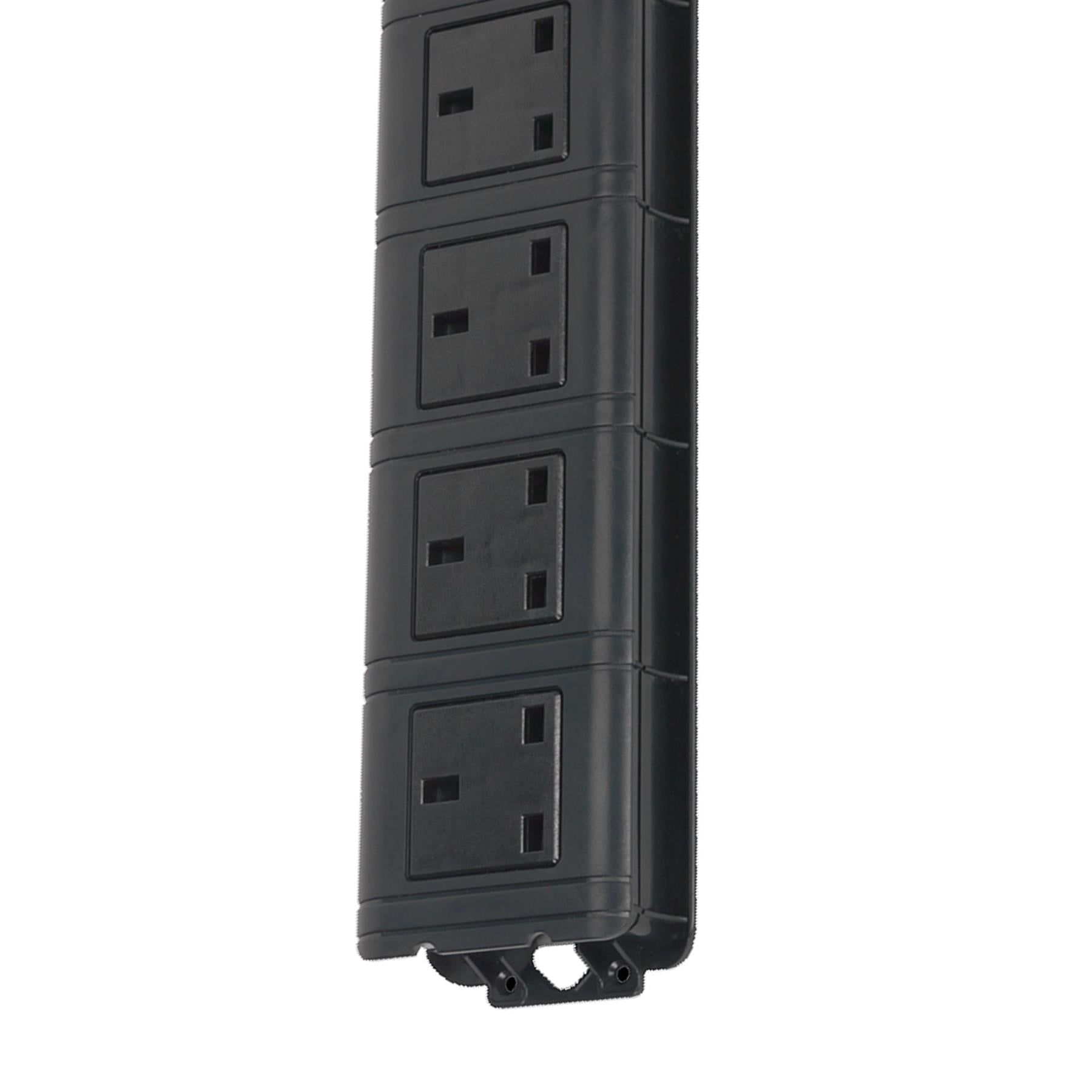 Sealey Extension Cable 2.6m 4 x 230V + 2 x USB Sockets - Black