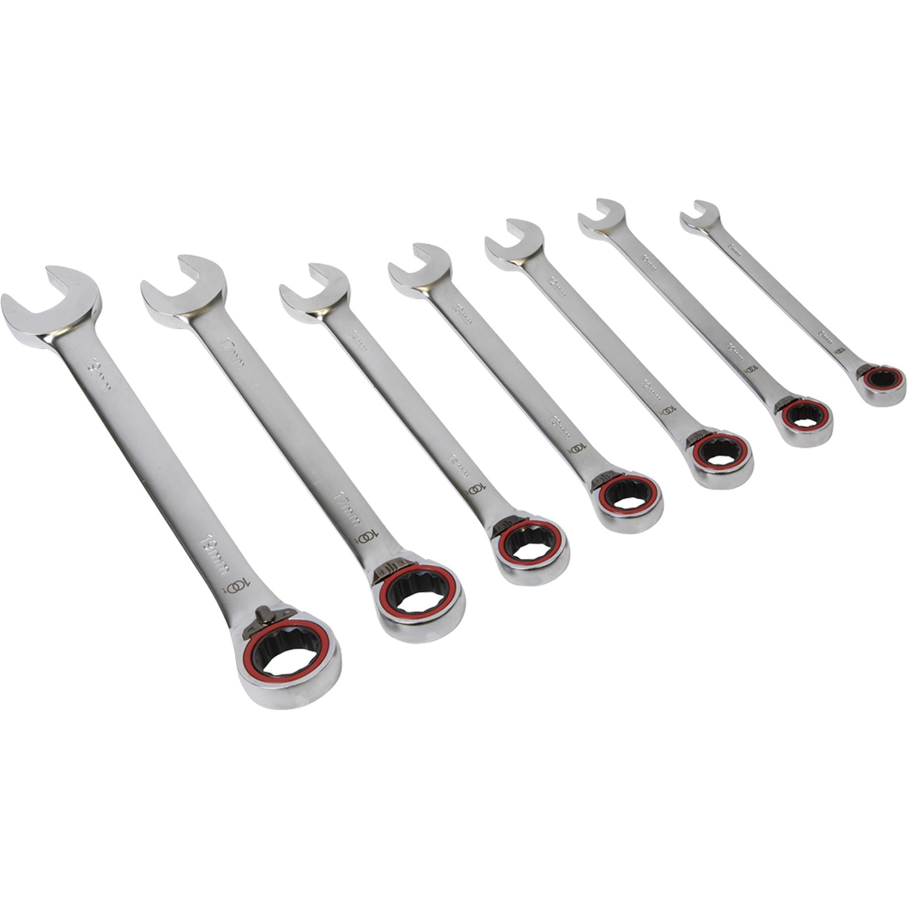 Sealey Reversible Ratchet Comb. Spanner Set 7pc Platinum Series