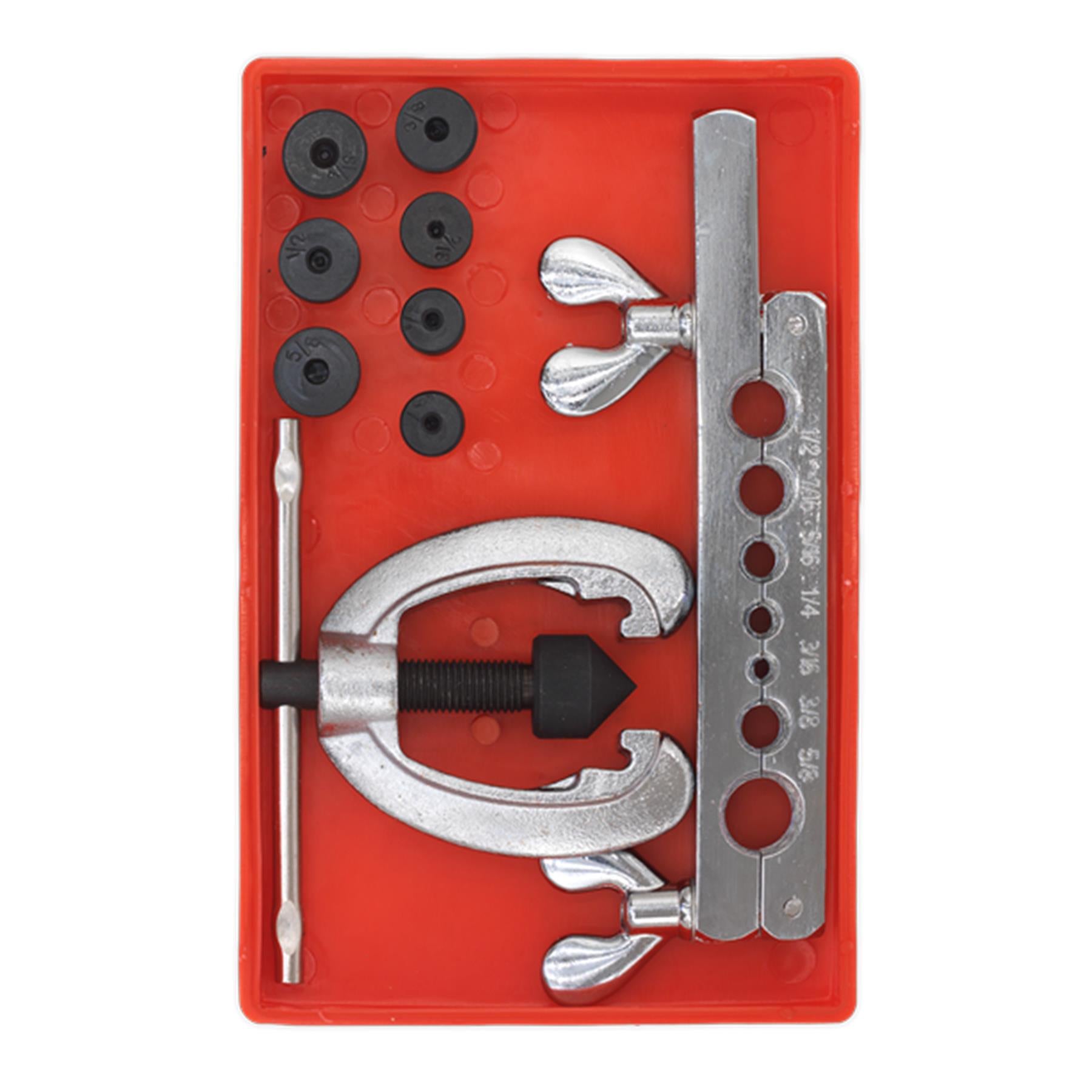 Sealey 9 Piece Brake Pipe Flaring Kit Fuel Repair Tool Set 3/16"-5/8" Dies AK505