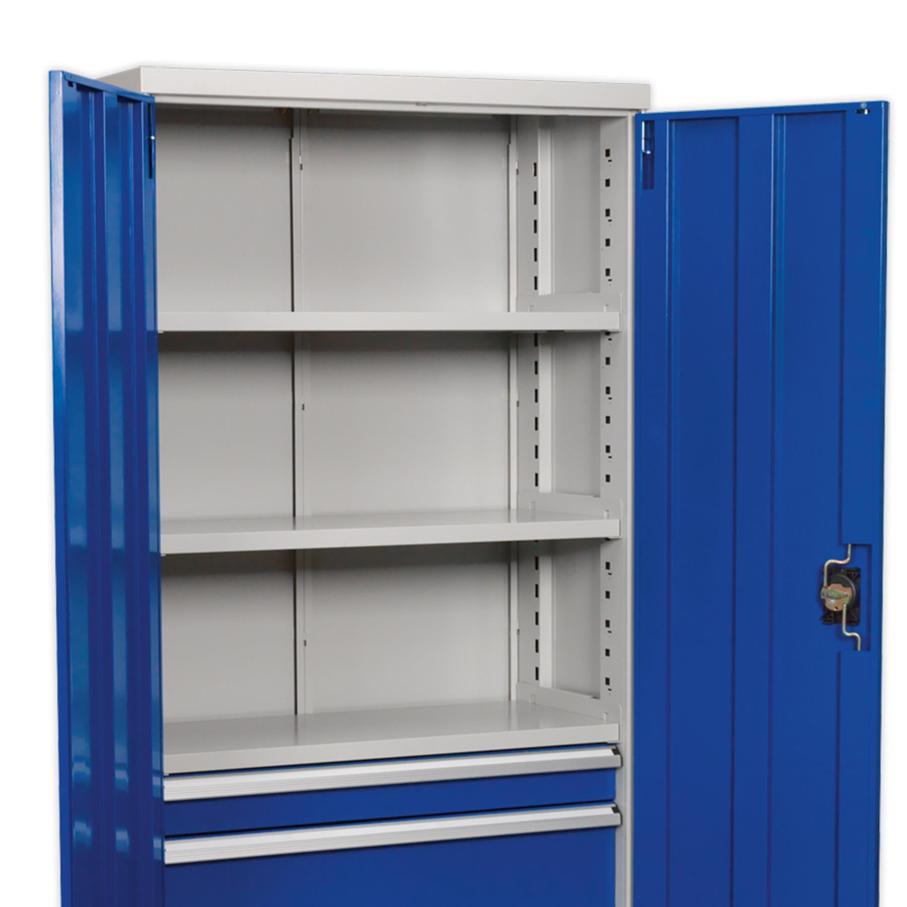 Sealey Industrial Cabinet 2 Drawer 3 Shelf 1800mm