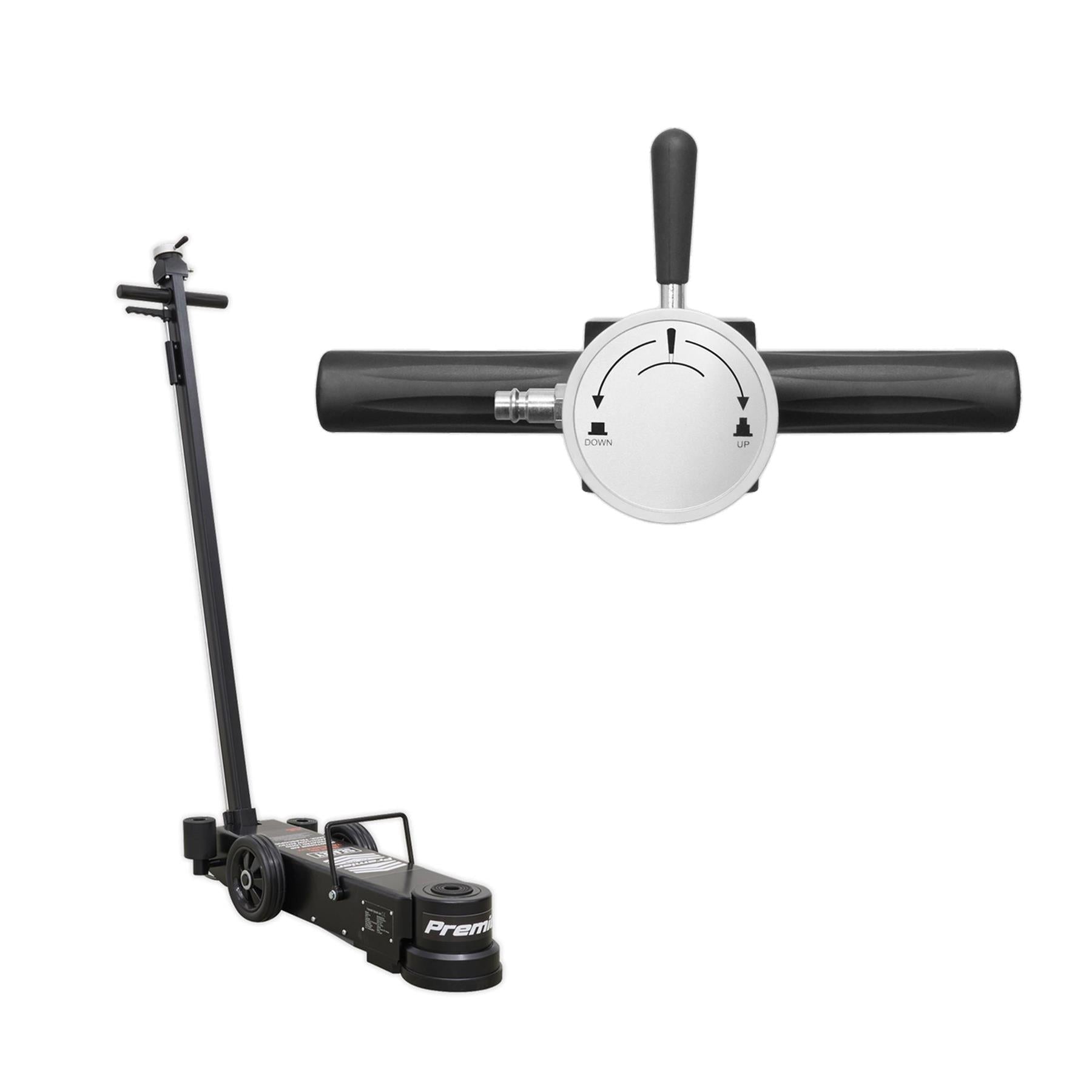 Sealey Air Operated Jack 15-30t Telescopic - Long Reach/Low Entry