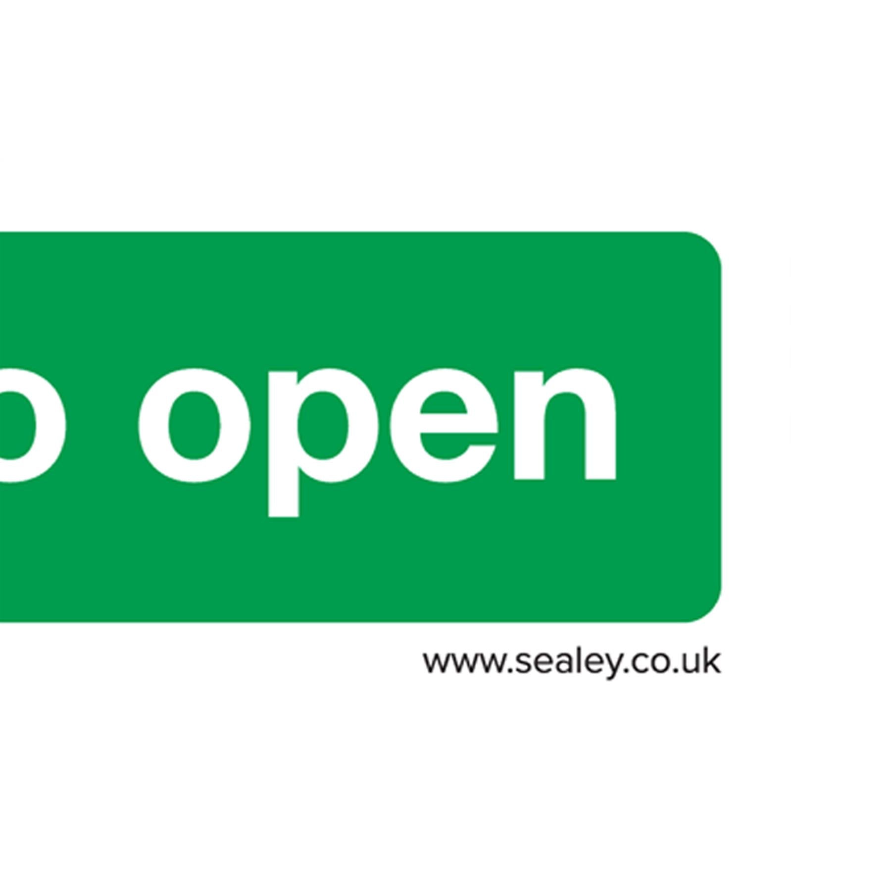 Sealey Safety Sign - Push Bar To Open - Rigid Plastic - Pack of 10