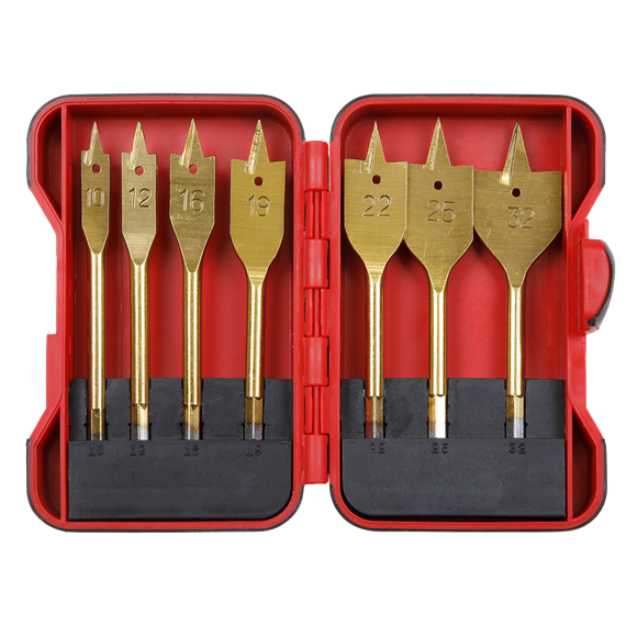 Sealey Flat Wood Drill Bit Set 7pc 1/4"Hex Shank