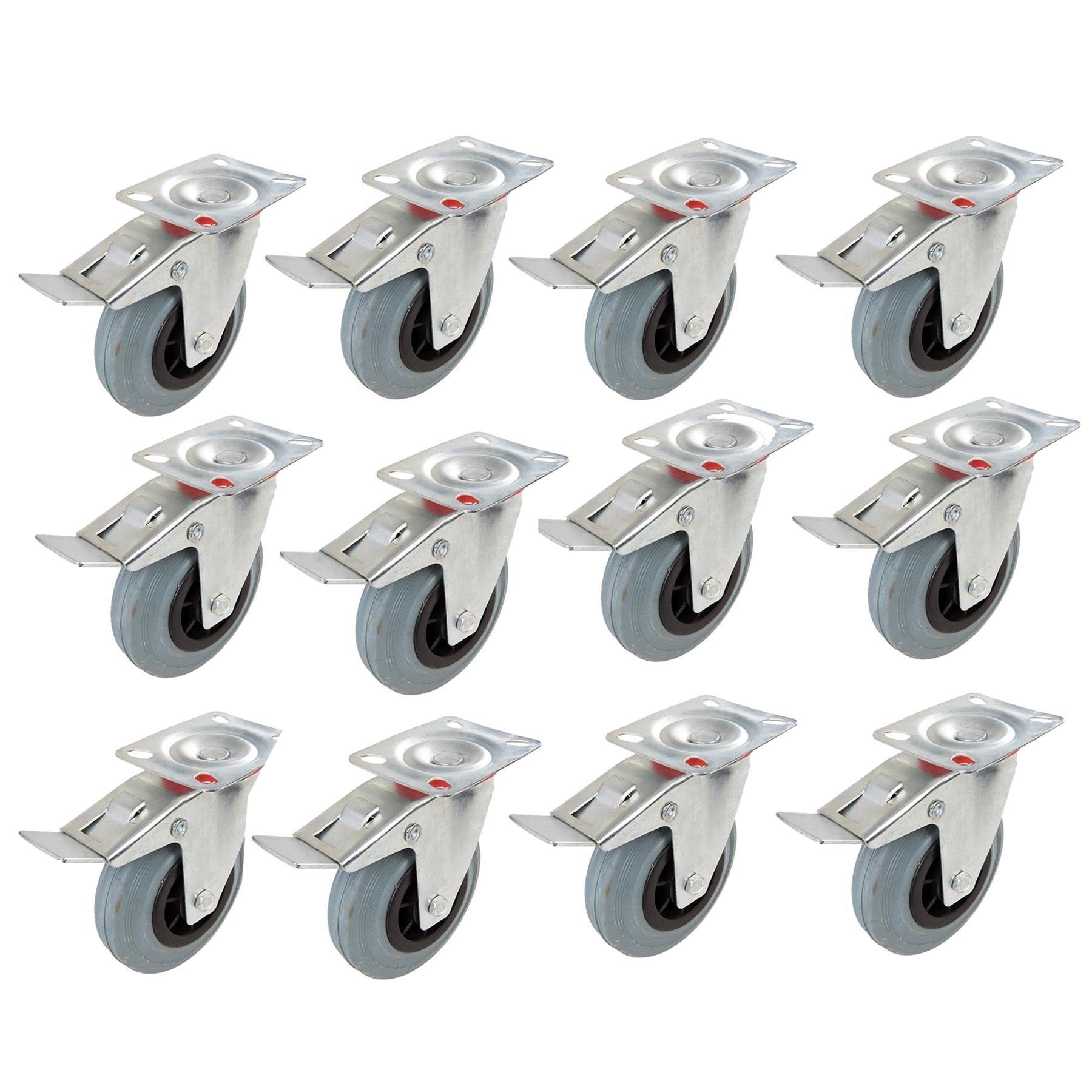 Heavy Duty Swivel Rubber Castor Caster Wheels Cart Wheel 125mm 12 PC