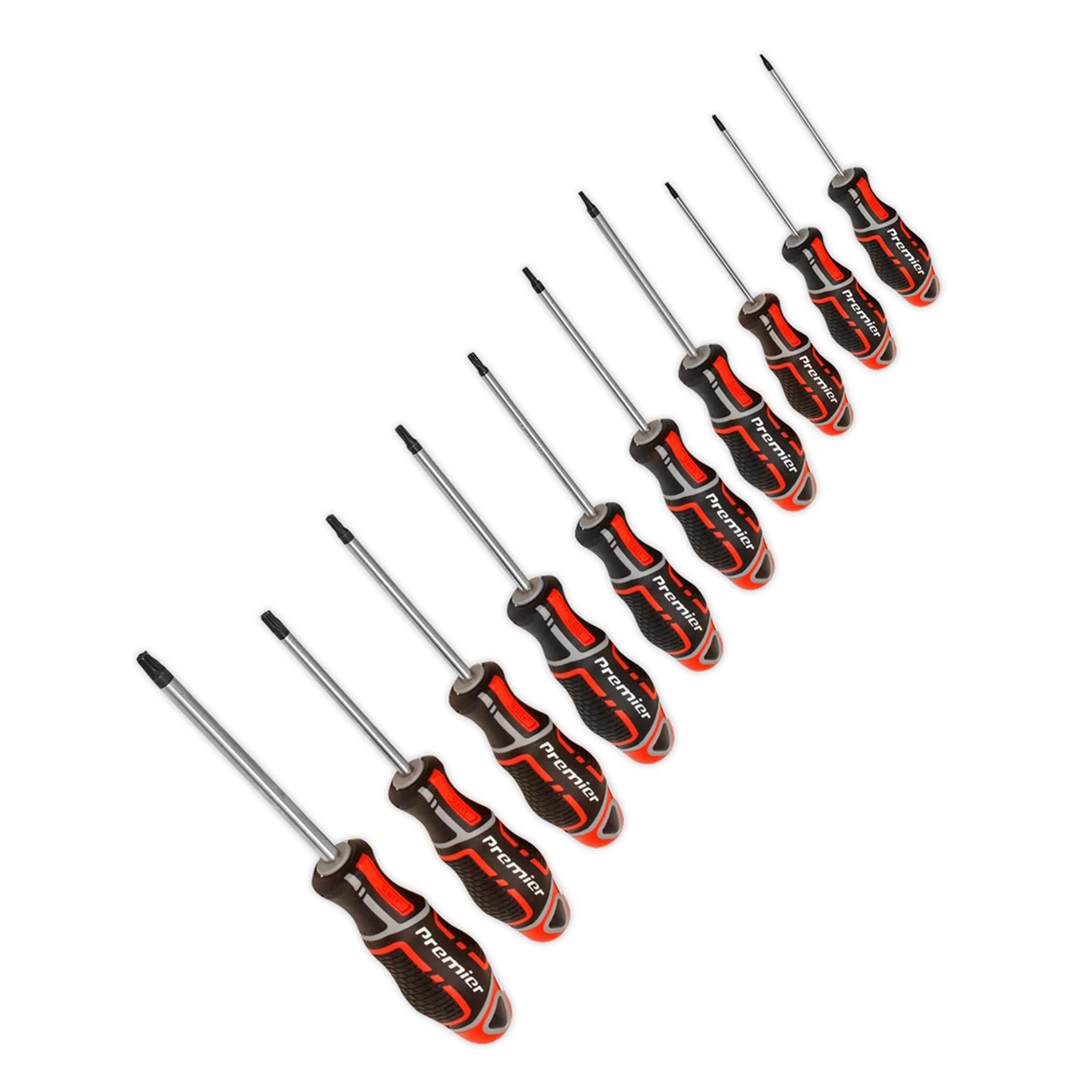 Sealey 10pc TRX Star Torx Screwdriver Set Magnetic GripMax Red T7-T40 AK4324