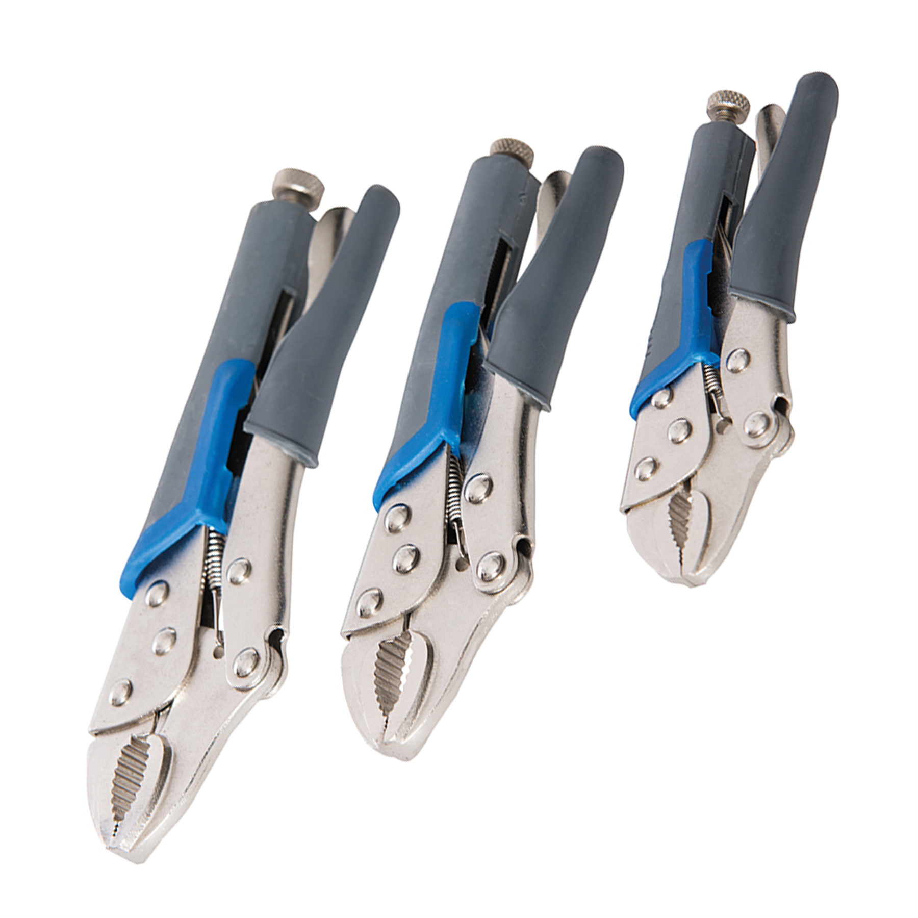 3Pce Self Locking Soft-Grip Plier Set - Hand Tool DIY Adjustable Jaw Opening