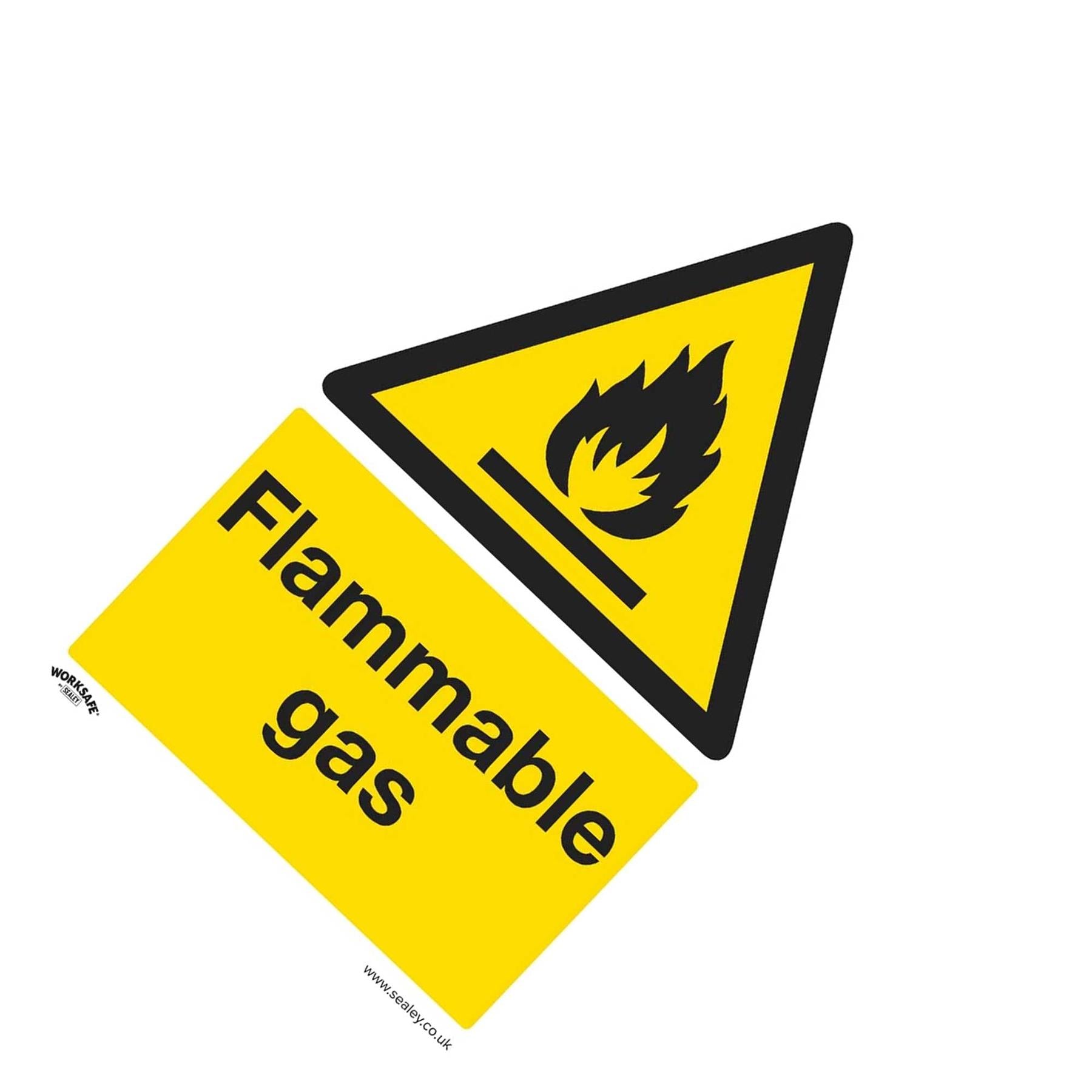 Sealey Warning Safety Sign - Flammable Gas - Self-Adhesive Vinyl - Pack of 10