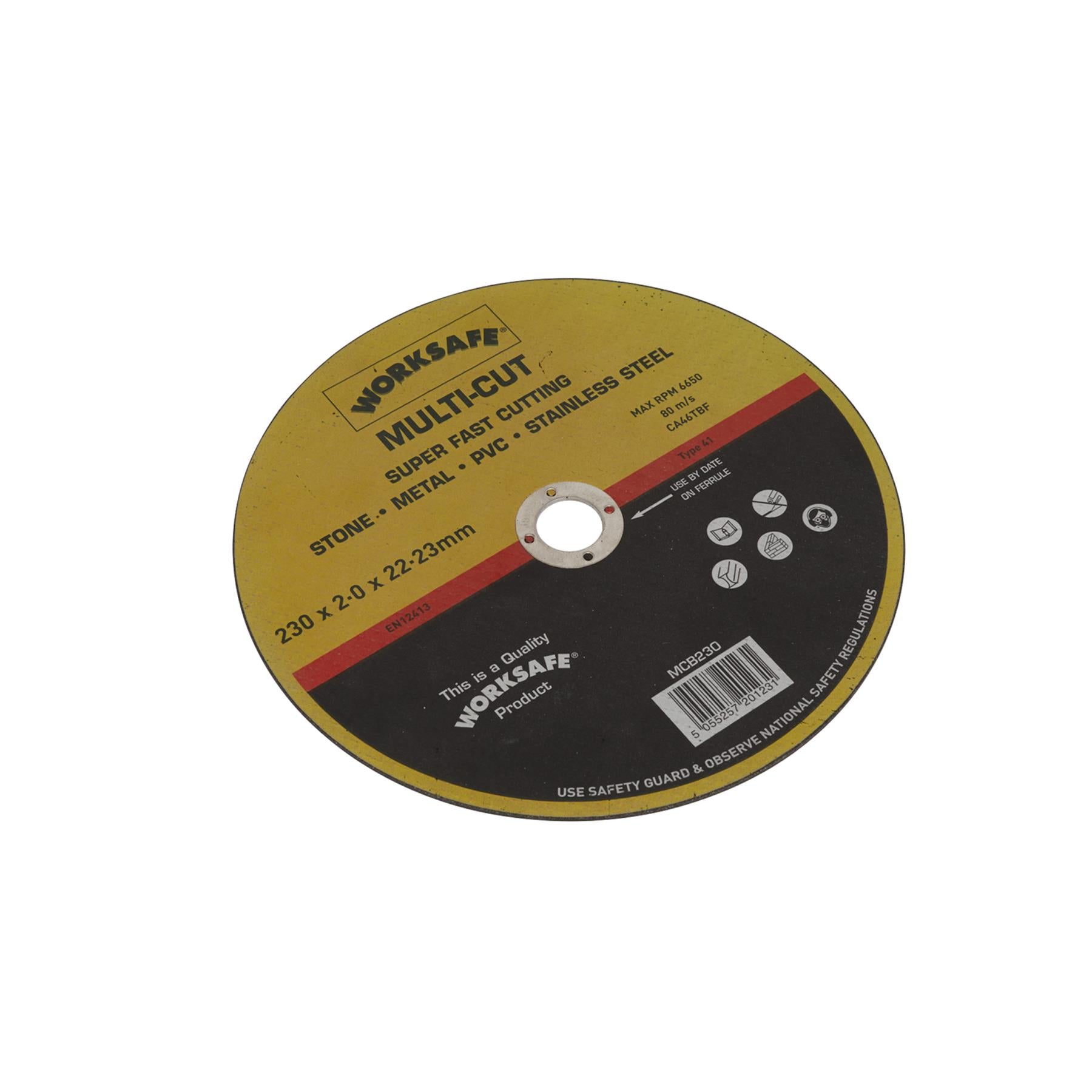 Multi-Cut Disc 230 x 2 x 22mm. Suitable for cutting mild steel Sealey