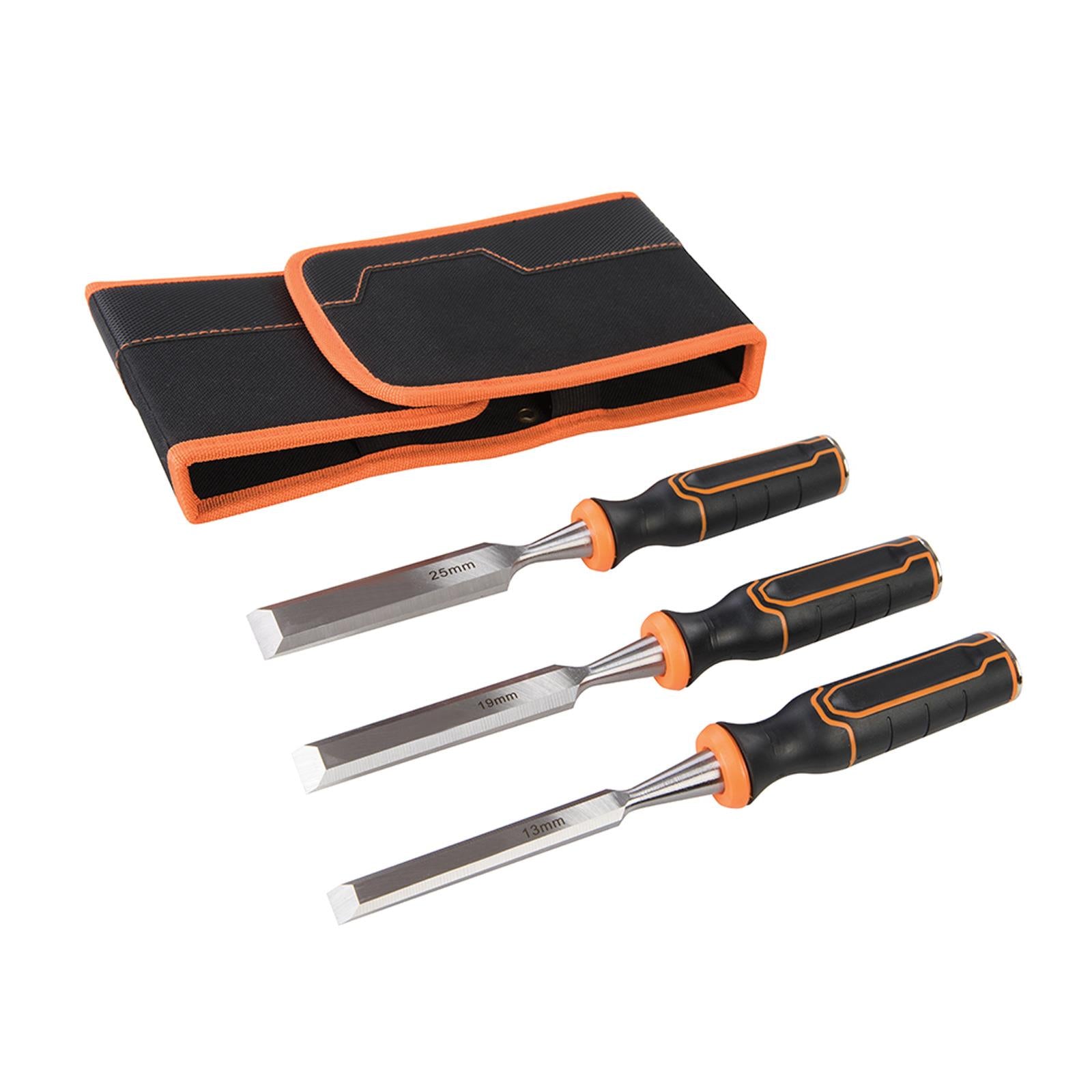 Wood Chisel Set Hardedned Steel Blade With Large Striking Cap 3Pc 13, 19 & 25mm