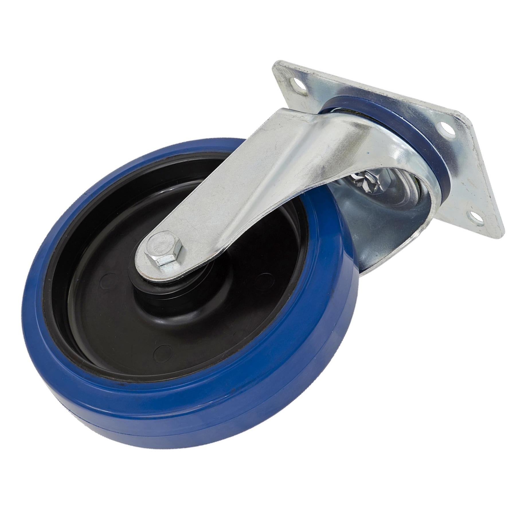 Sealey Heavy-Duty Blue Elastic Rubber Swivel Castor Wheel 100mm