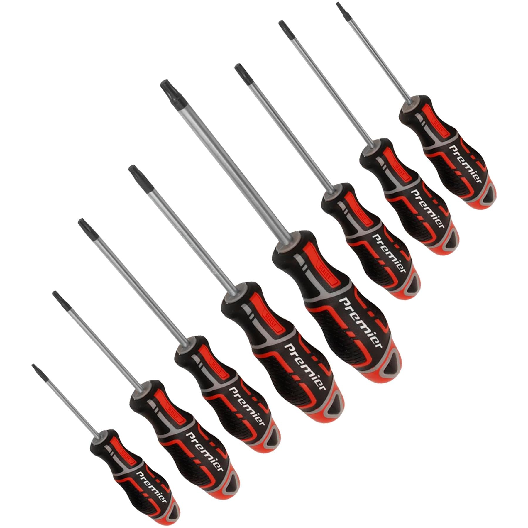 Sealey 8pc Security TRX Star Torx Screwdriver Set Magnetic GripMax 60-125mm Red