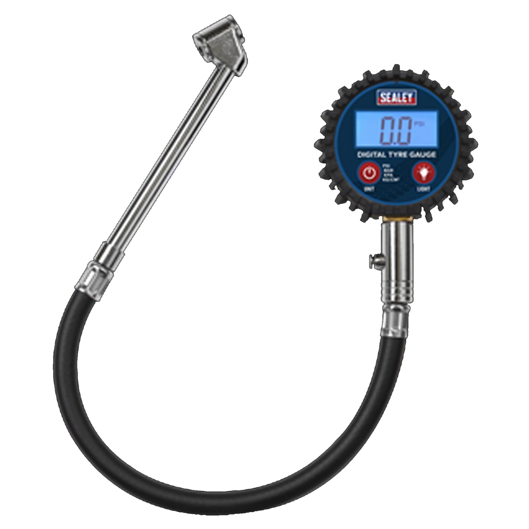 Sealey Digital Tyre Pressure Gauge with Twin Push-On Connector