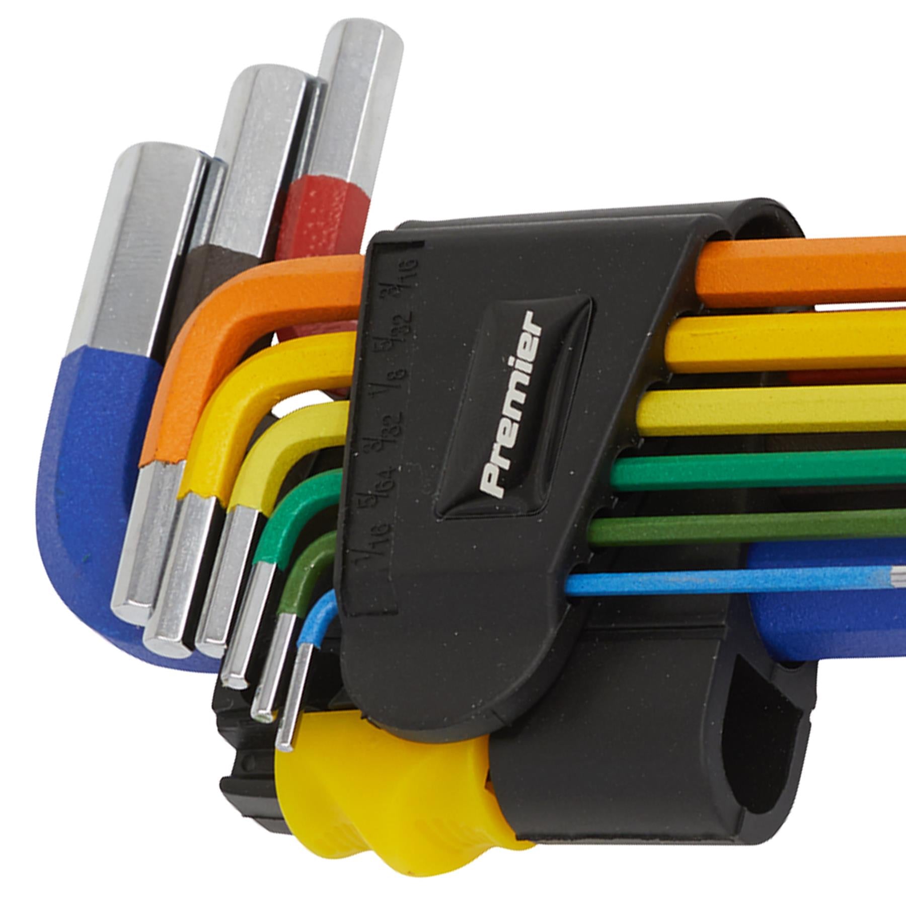 Sealey Premier 9pc Colour Coded Extra Long Ball End Hex Allen Key Set 1.5-10mm