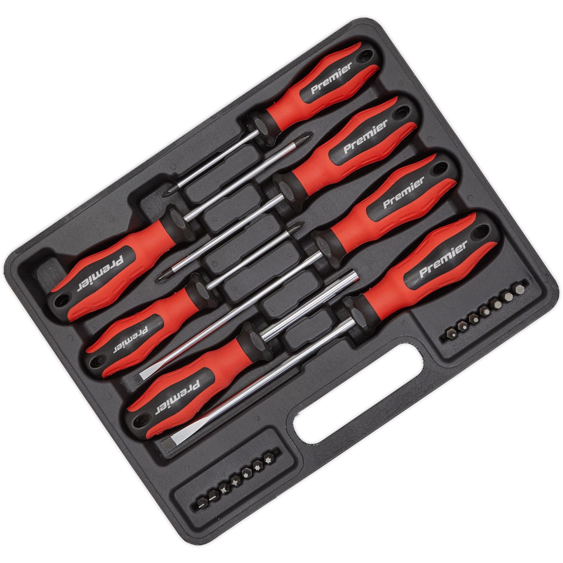 Sealey 21pc Screwdriver & Bit Set Magnetic Slotted Phillips Pozi PowerMAX