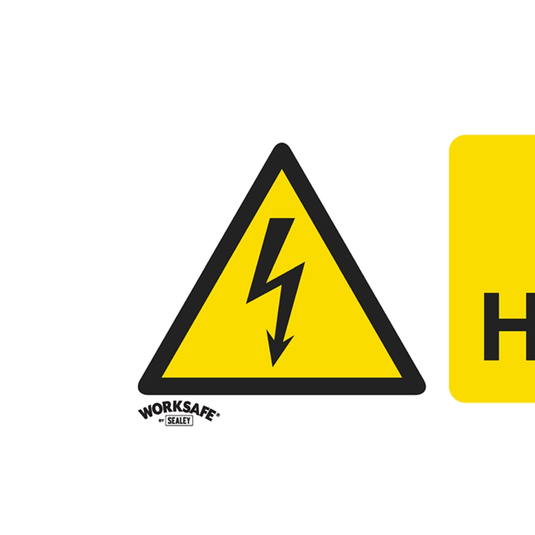 Sealey Safety Sign - Danger High Voltage - Self Adhes. Pack of 10