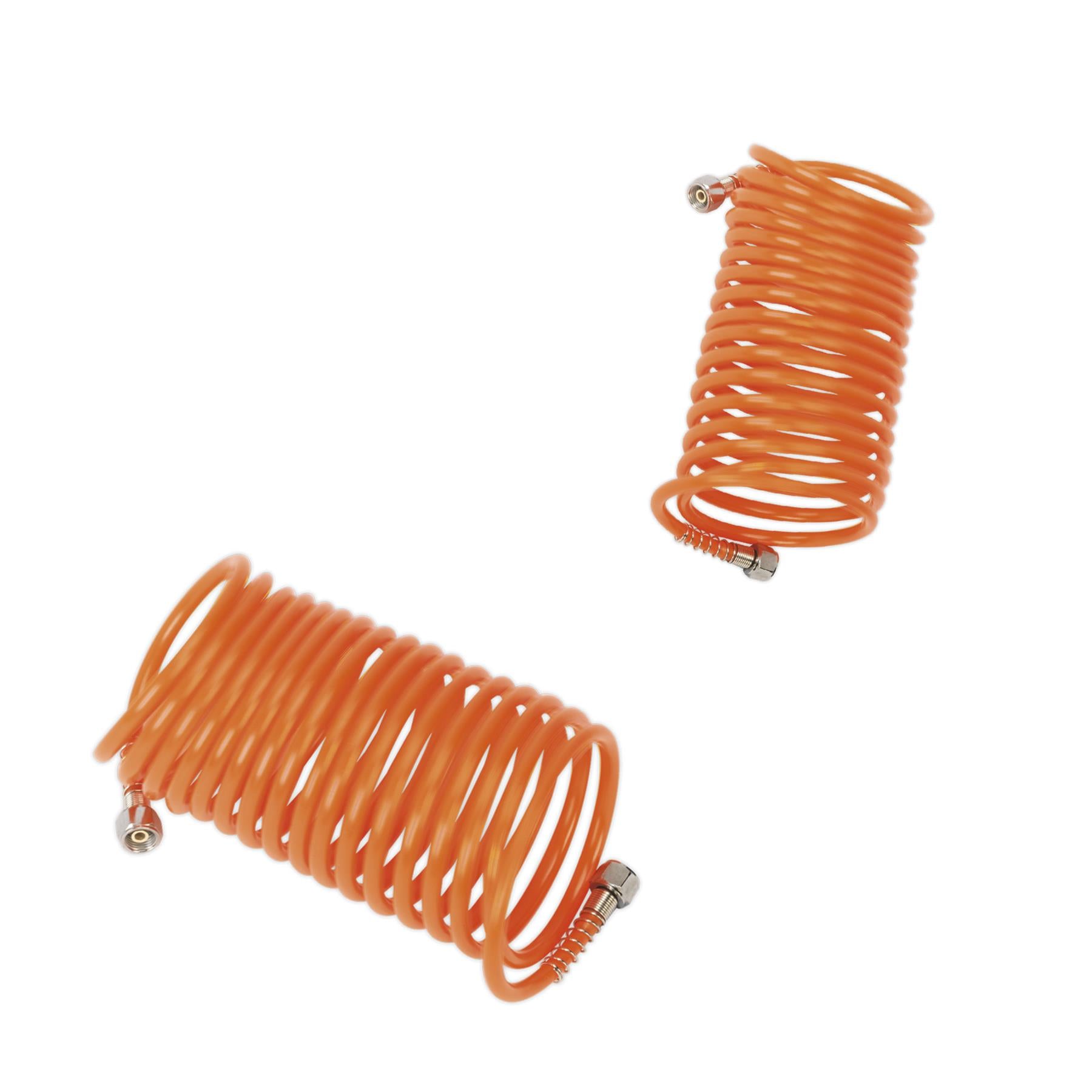 Sealey PE Coiled Air Hose 5m x Ø5mm with 1/4"BSP Unions