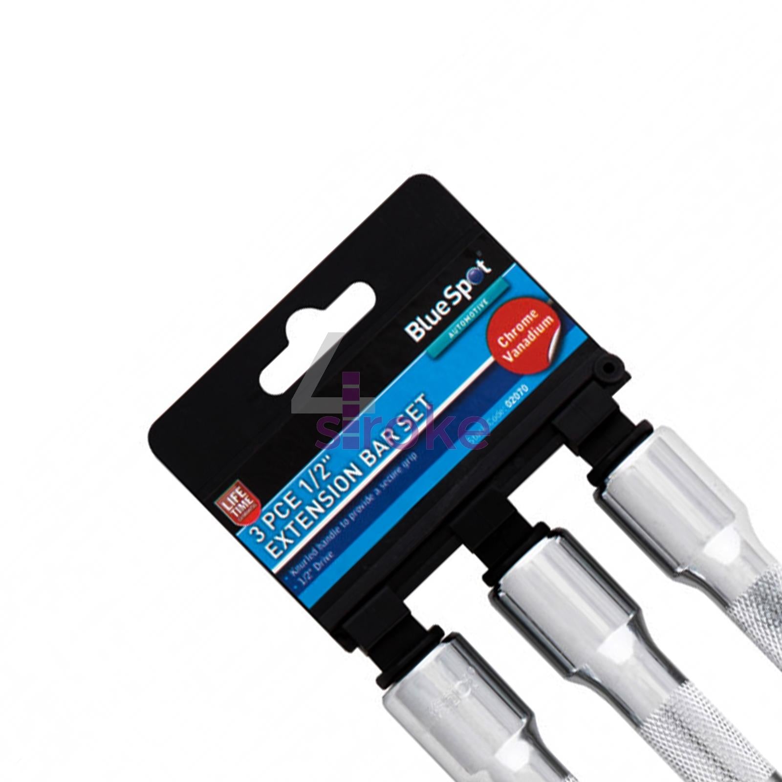 BlueSpot 3 Piece Spring Loaded 1/2 Inch Extension Bar Set 3, 5 and 10 Inch