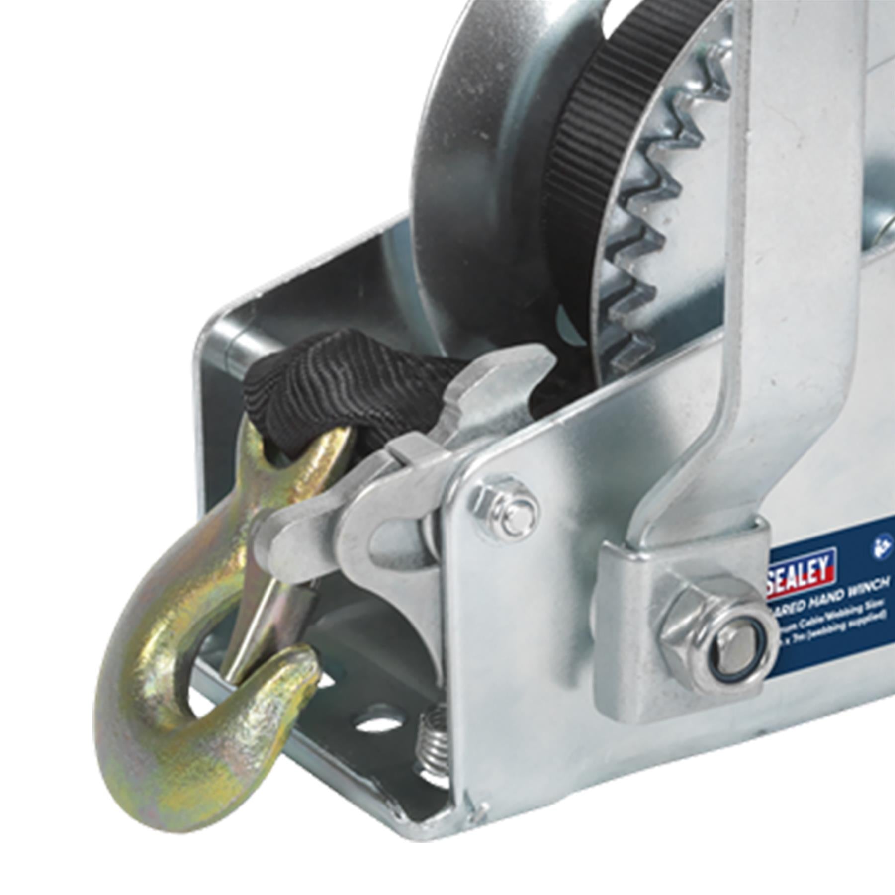 Sealey Geared Hand Winch 540kg Capacity with Webbing Strap